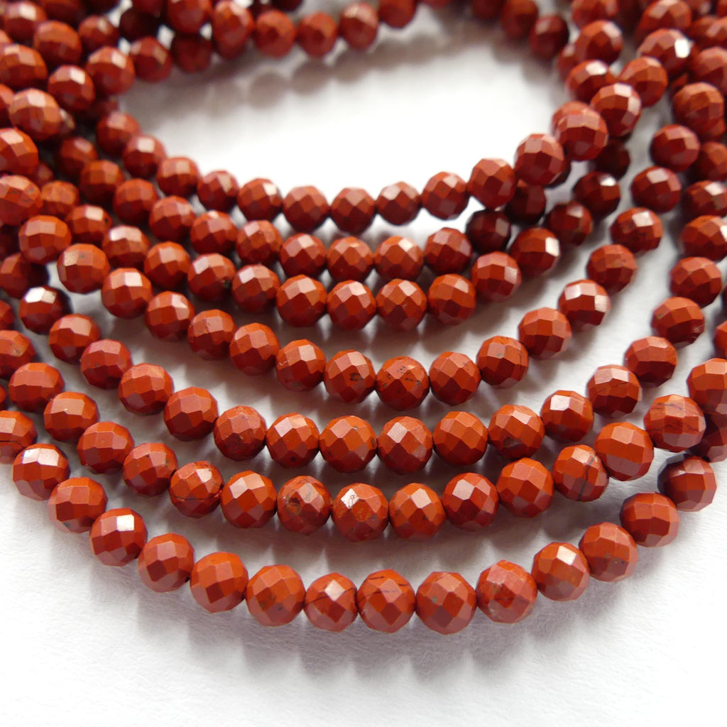 3mm Red Jasper Beads Micro Faceted Genuine Small Red Jasper Beads 15" Gemstone Beads for Jewelry Making Beading Gift for Crafter