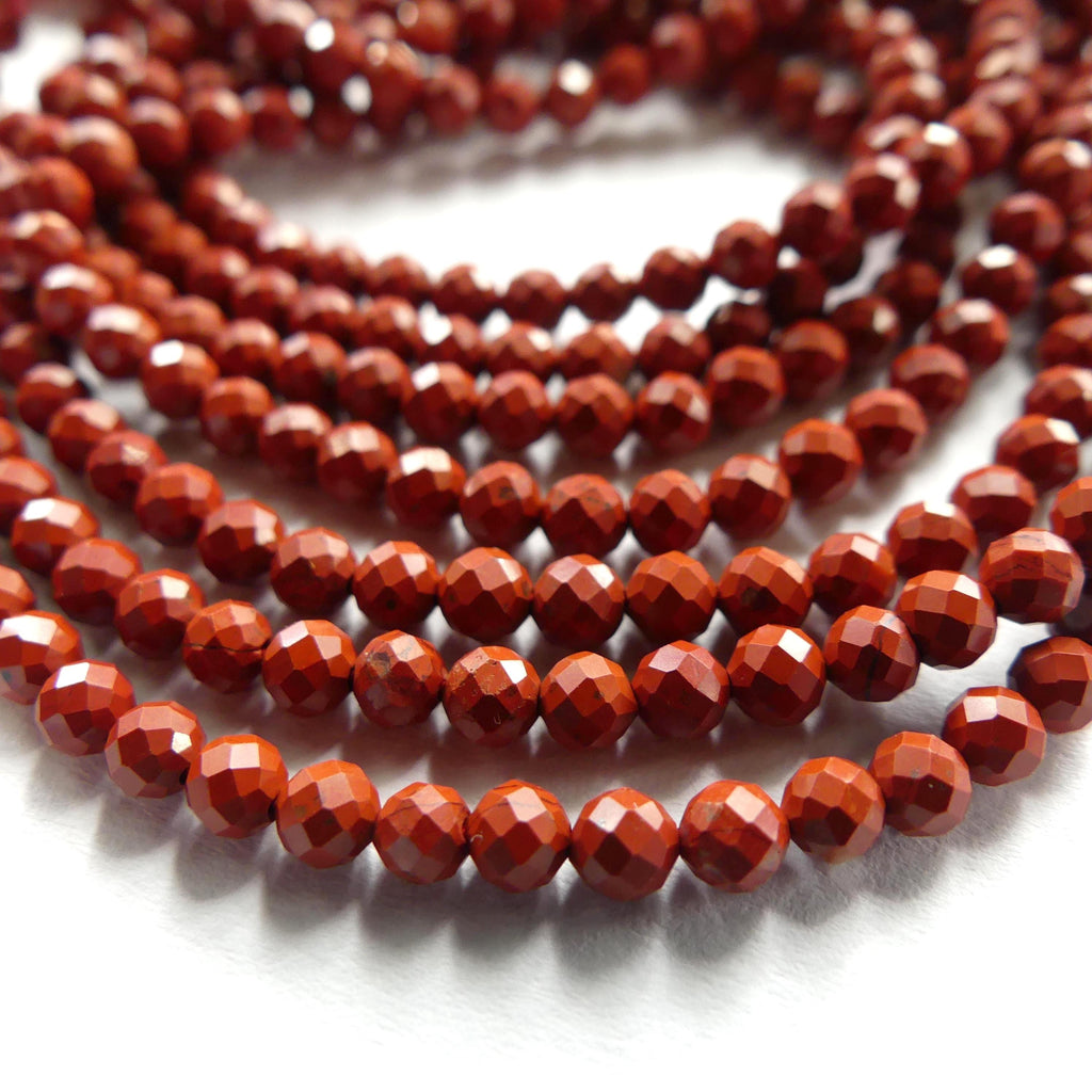3mm Red Jasper Beads Micro Faceted Genuine Small Red Jasper Beads 15" Gemstone Beads for Jewelry Making Beading Gift for Crafter
