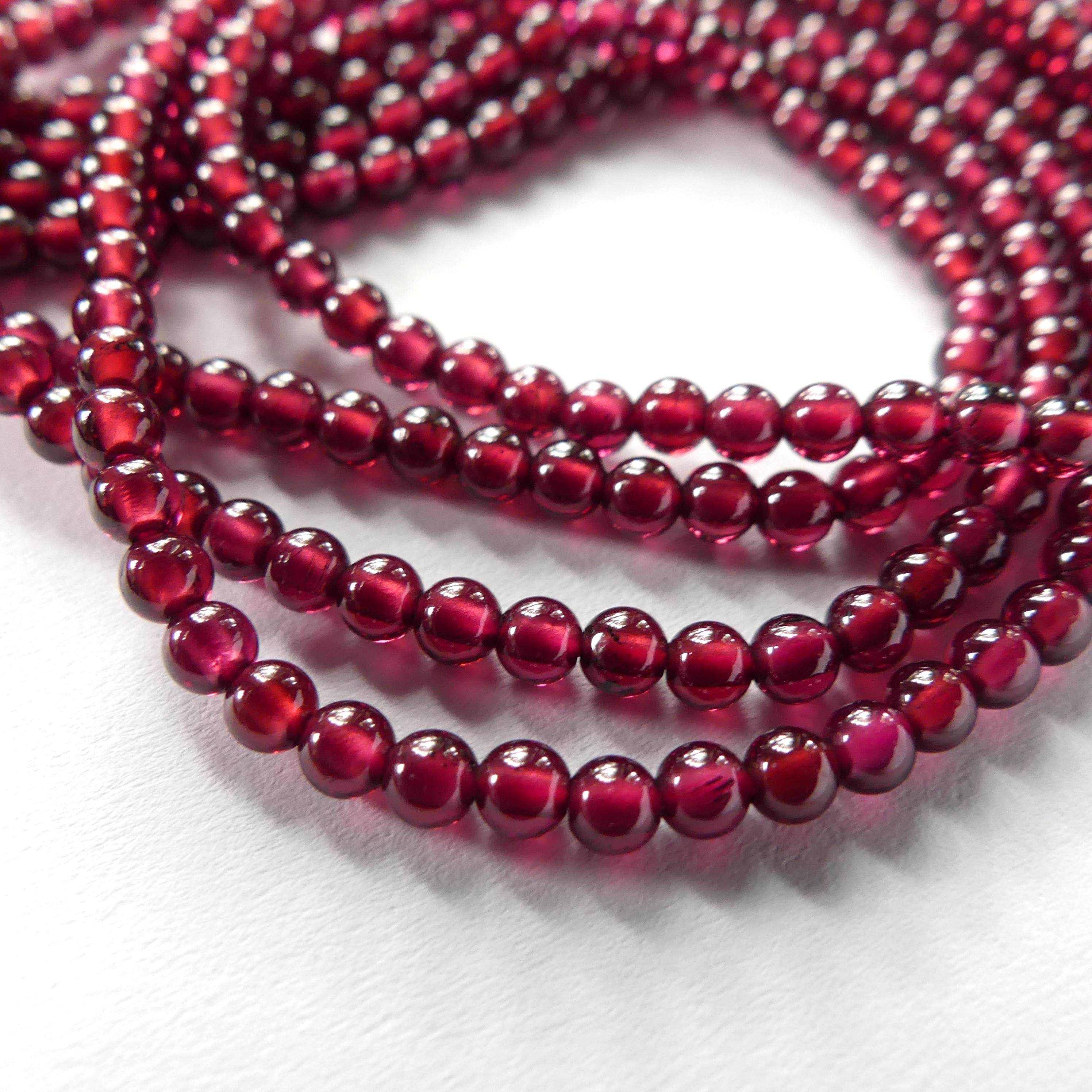 3mm AAA Pyrope Garnet Smooth Beads 15" Natural Garnet Gemstone Beads Beading Crafter Gift DIY Jewelry Making January Birthstone