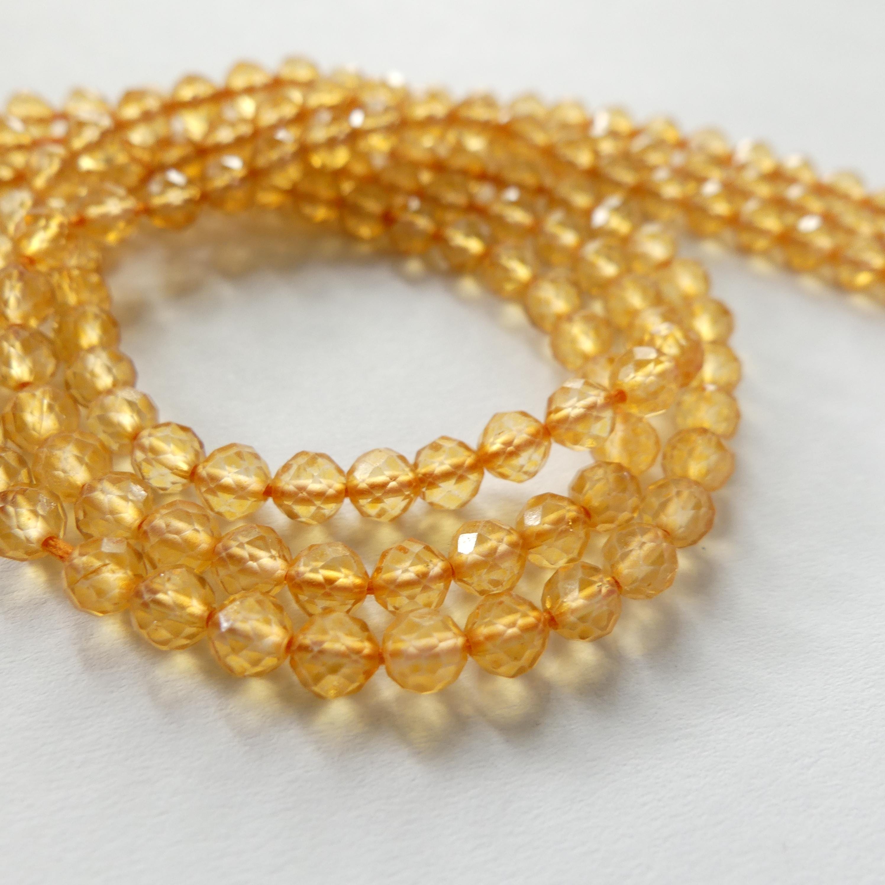 4mm Natural Citrine Beads Micro Faceted 12.5" Genuine Gemstone Beads for Jewelry Making Beading Craft Gift Beads November Birthstone