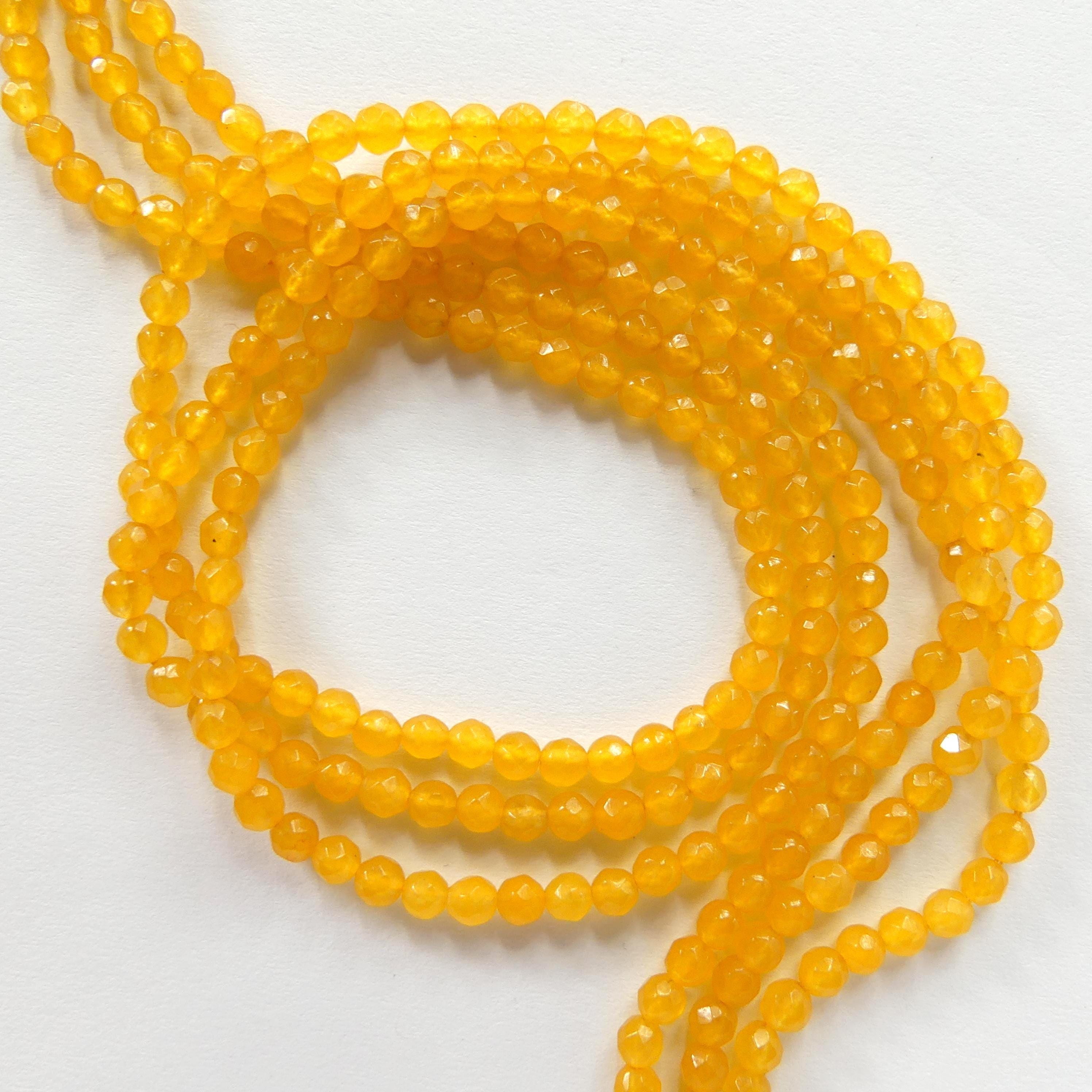 3mm Yellow Chalcedony Beads 12" Bright Yellow Genuine Gemstone Beads Natural for Jewelry Making Beading Craft Gift Beads Yellow Crystal