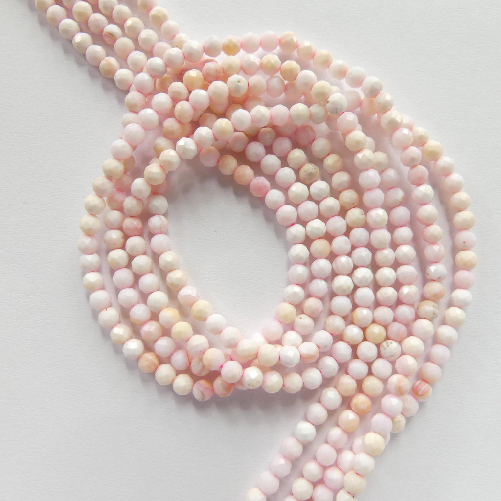 3mm Natural Queen Conch Beads Micro Faceted Genuine Shell Beads 15" Gemstone Jewelry Making Gift for crafter
