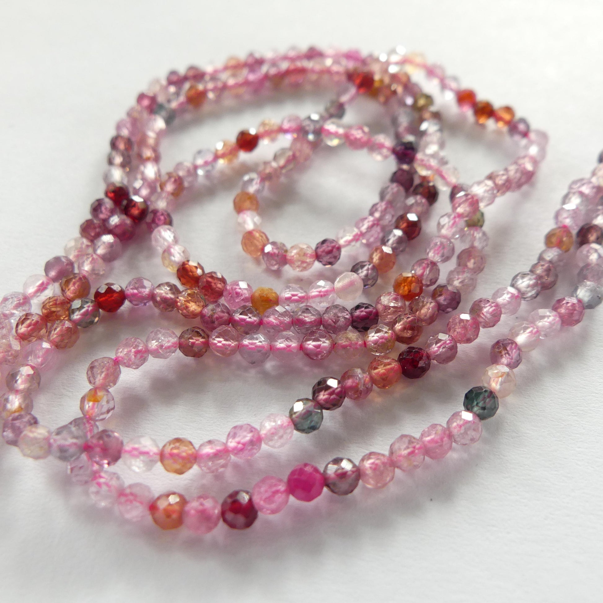 3mm Multi Spinel Faceted Beads 15" Colorful Spinel Pink Genuine Gemstone Beads for Jewelry Making Beading Craft Gift Beads