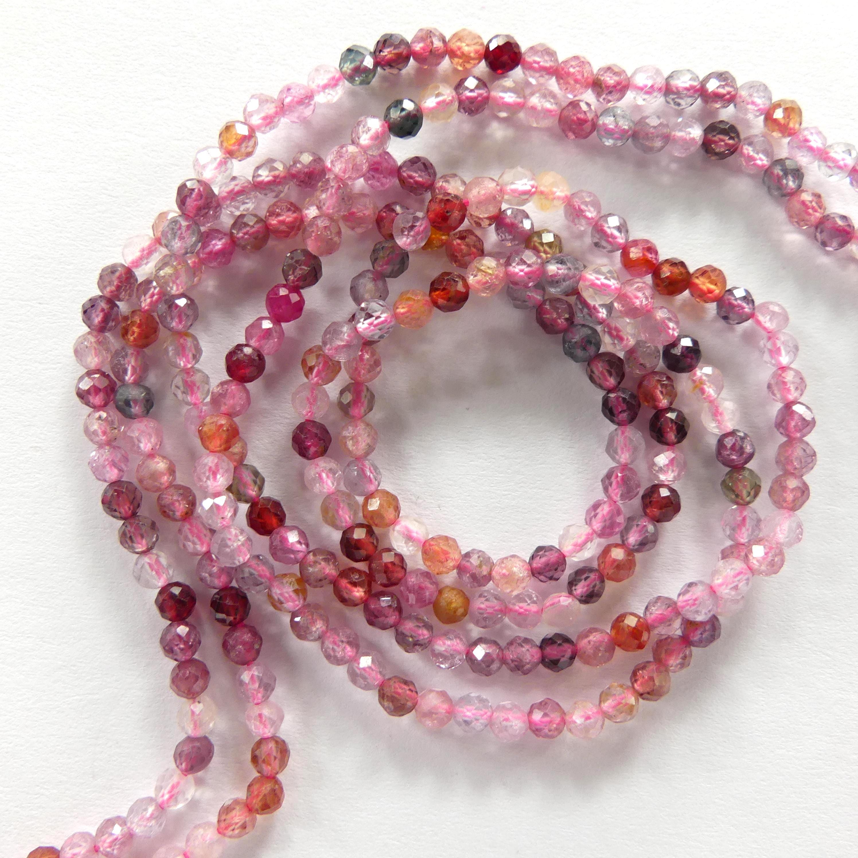 3mm Multi Spinel Faceted Beads 15" Colorful Spinel Pink Genuine Gemstone Beads for Jewelry Making Beading Craft Gift Beads