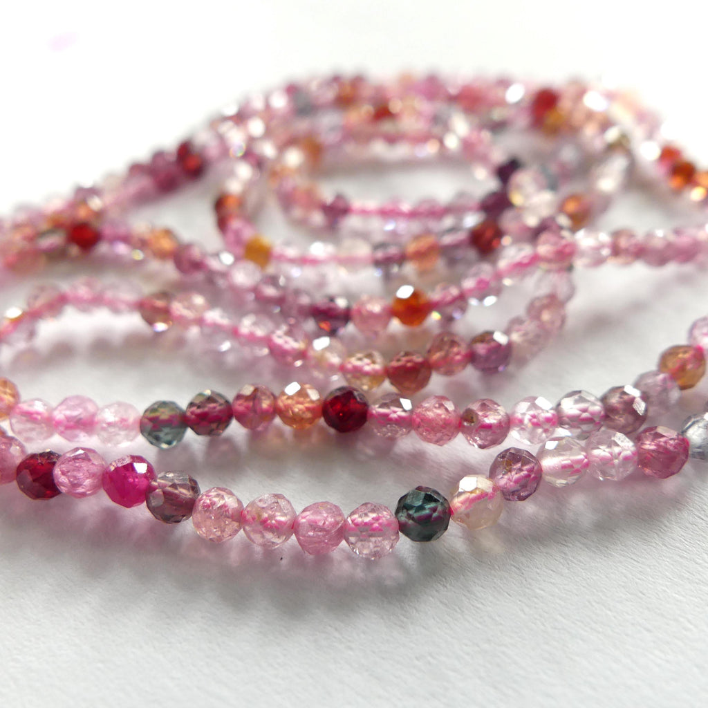 3mm Multi Spinel Faceted Beads 15" Colorful Spinel Pink Genuine Gemstone Beads for Jewelry Making Beading Craft Gift Beads