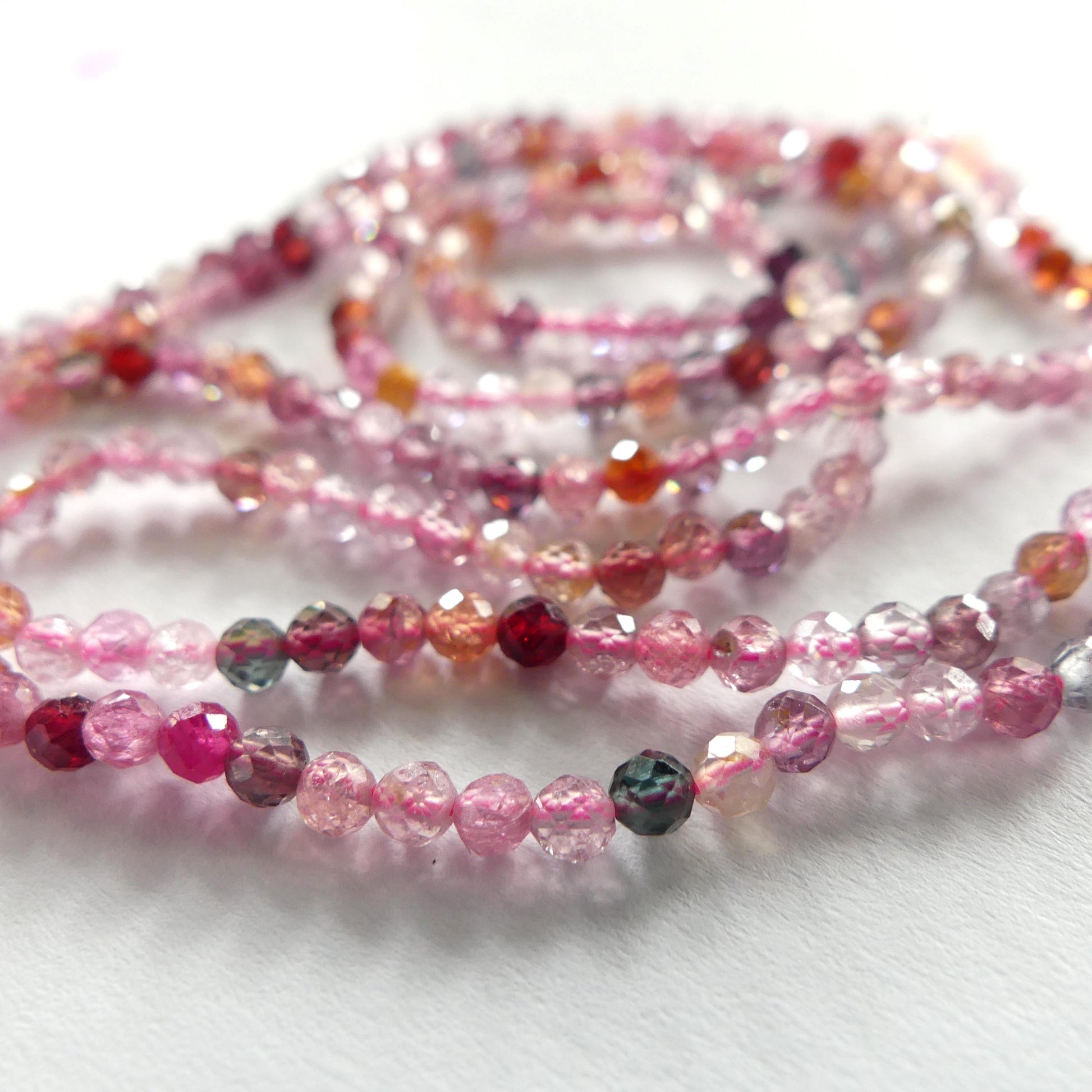 3mm Multi Spinel Faceted Beads 15" Colorful Spinel Pink Genuine Gemstone Beads for Jewelry Making Beading Craft Gift Beads