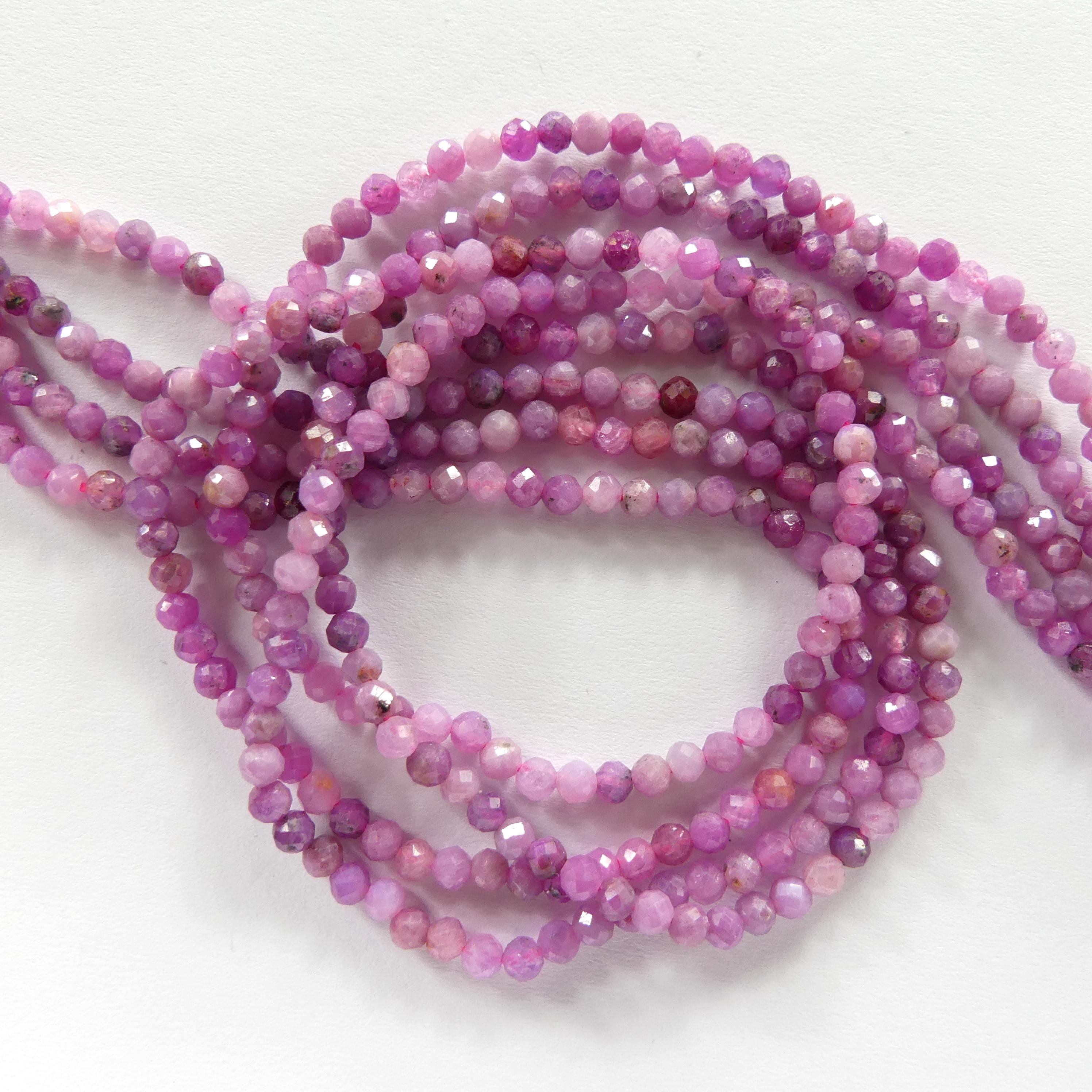 3mm Pink Ruby Beads Micro Faceted Beads 15" Natural Pink Purple Ruby Gemstone Beads Beading Crafter Gift July Birthstone DIY Jewelry