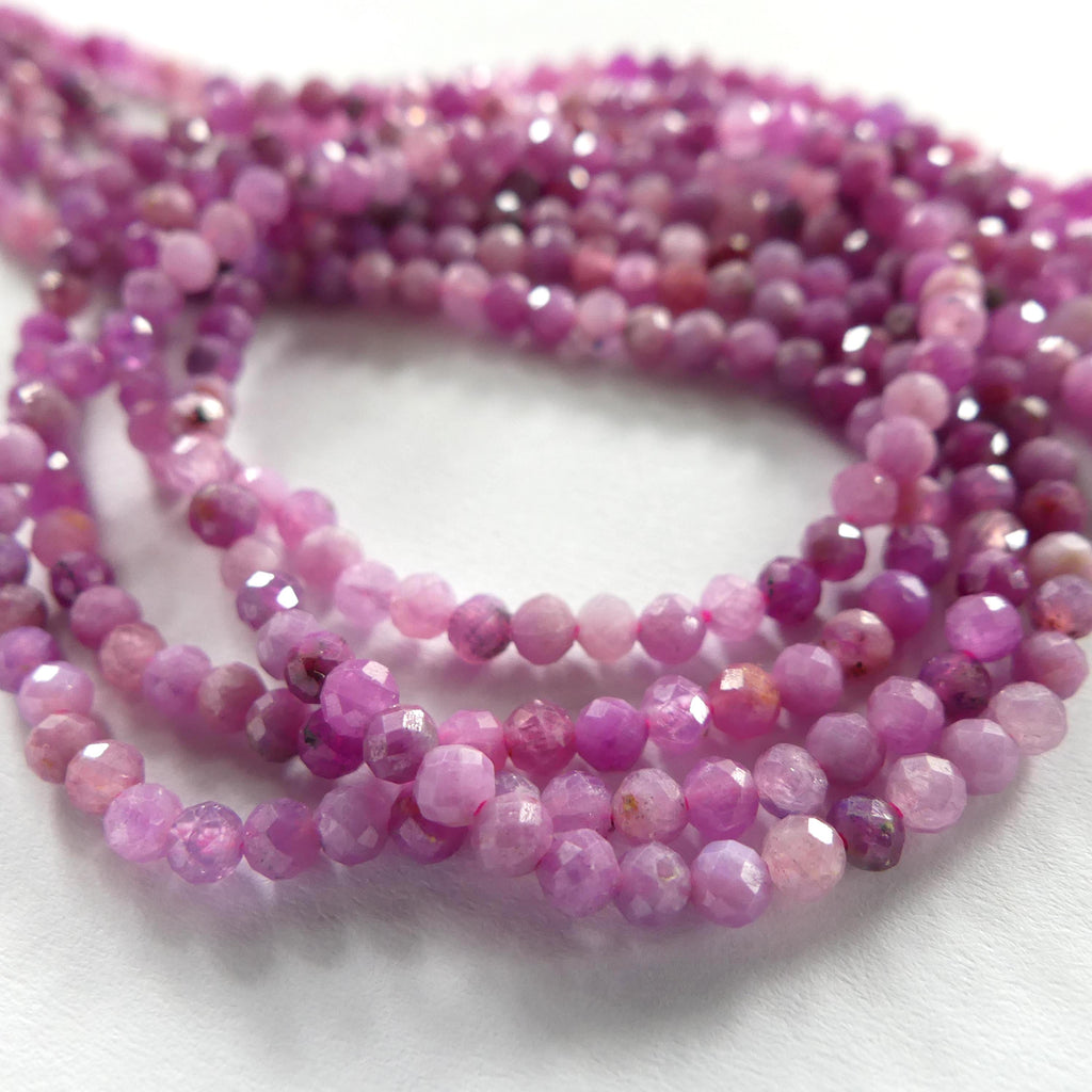 3mm Pink Ruby Beads Micro Faceted Beads 15" Natural Pink Purple Ruby Gemstone Beads Beading Crafter Gift July Birthstone DIY Jewelry