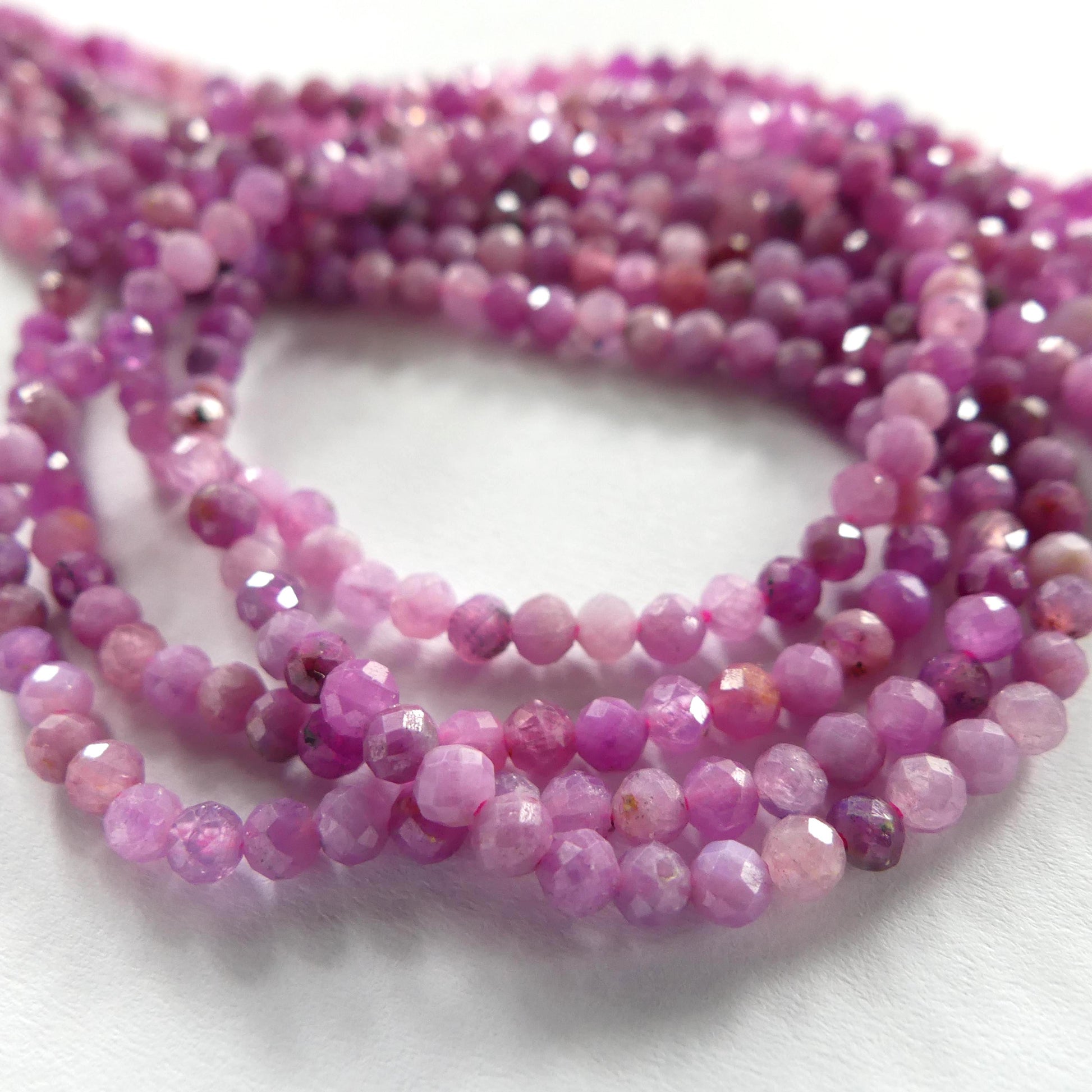 3mm Pink Ruby Beads Micro Faceted Beads 15" Natural Pink Purple Ruby Gemstone Beads Beading Crafter Gift July Birthstone DIY Jewelry