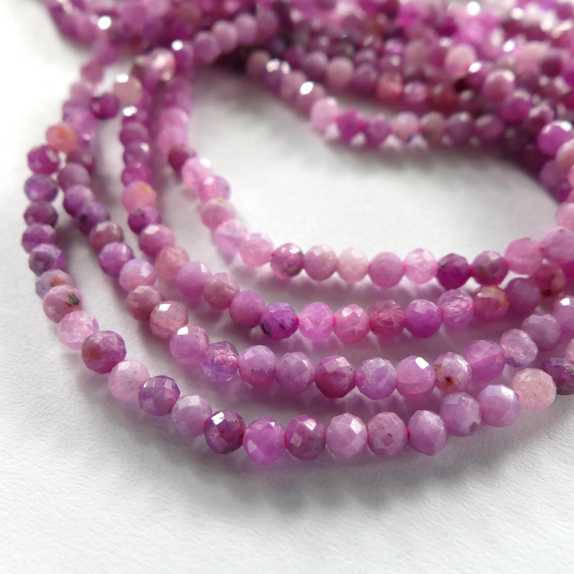 3mm Pink Ruby Beads Micro Faceted Beads 15" Natural Pink Purple Ruby Gemstone Beads Beading Crafter Gift July Birthstone DIY Jewelry