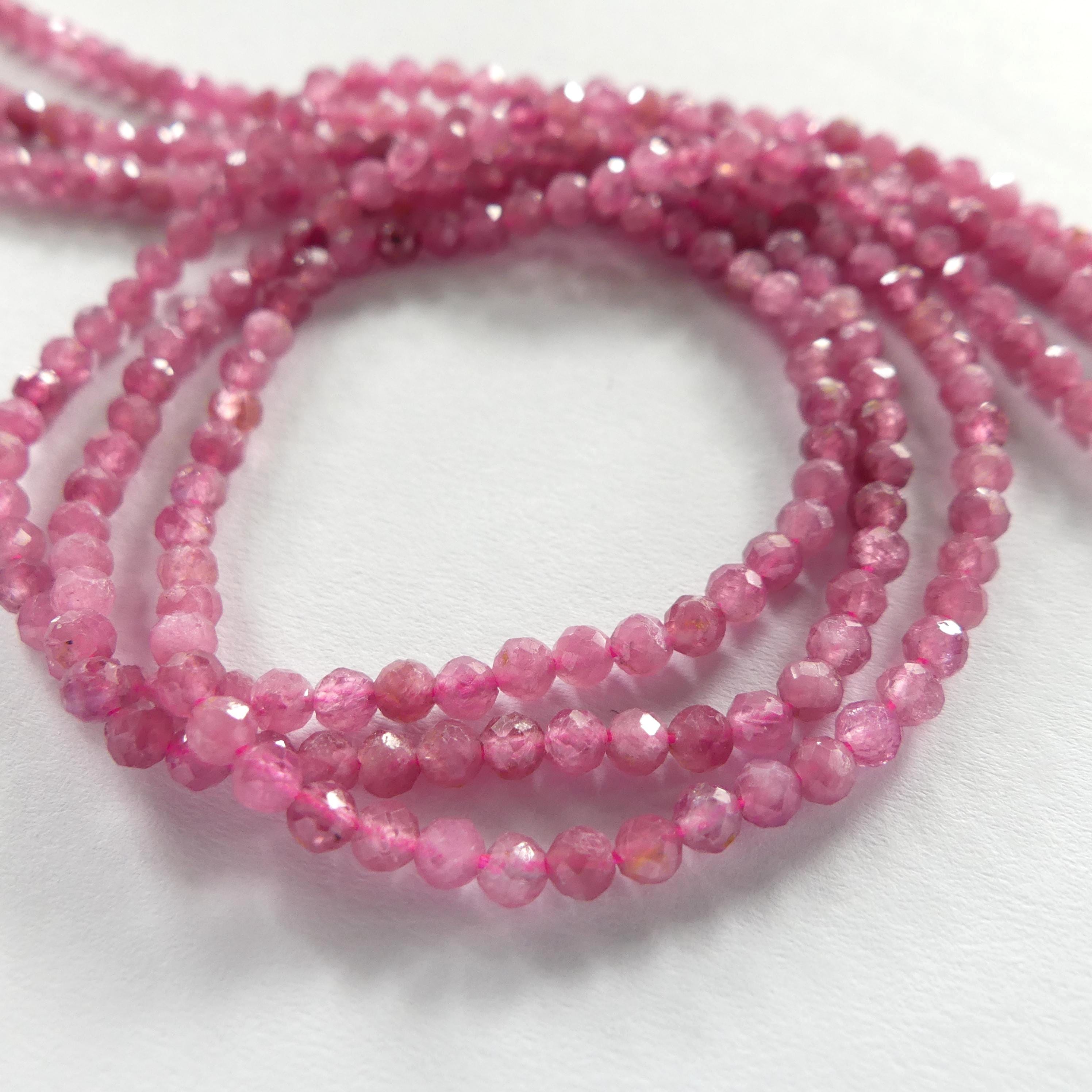 3mm Pink Tourmaline Micro Faceted Beads 15" Sparkly Gemstone Beads for Jewelry Making Beading Gift October Birthstone