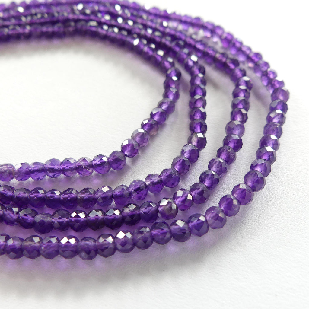 3mm AAA Amethyst Beads Faceted Rondelle Beads 12.5" Dark Purple Natural Amethyst Gemstone Beads Beading Crafter Gift February Birthstone