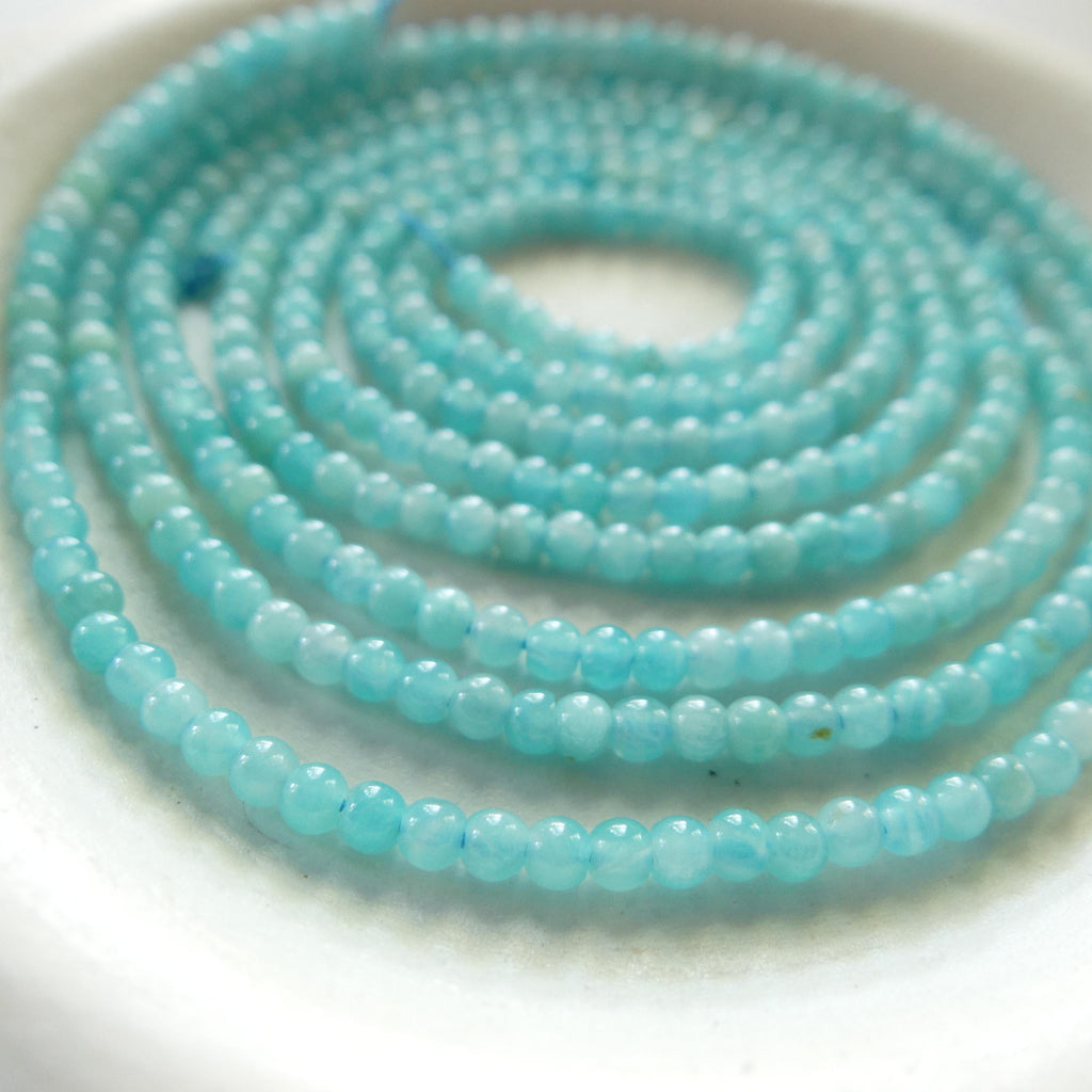 2mm Smooth Amazonite Beads 15" Bright Blue Peruvian amazonite Genuine Gemstone Beads for Jewelry Making Beading Craft Gift Beads