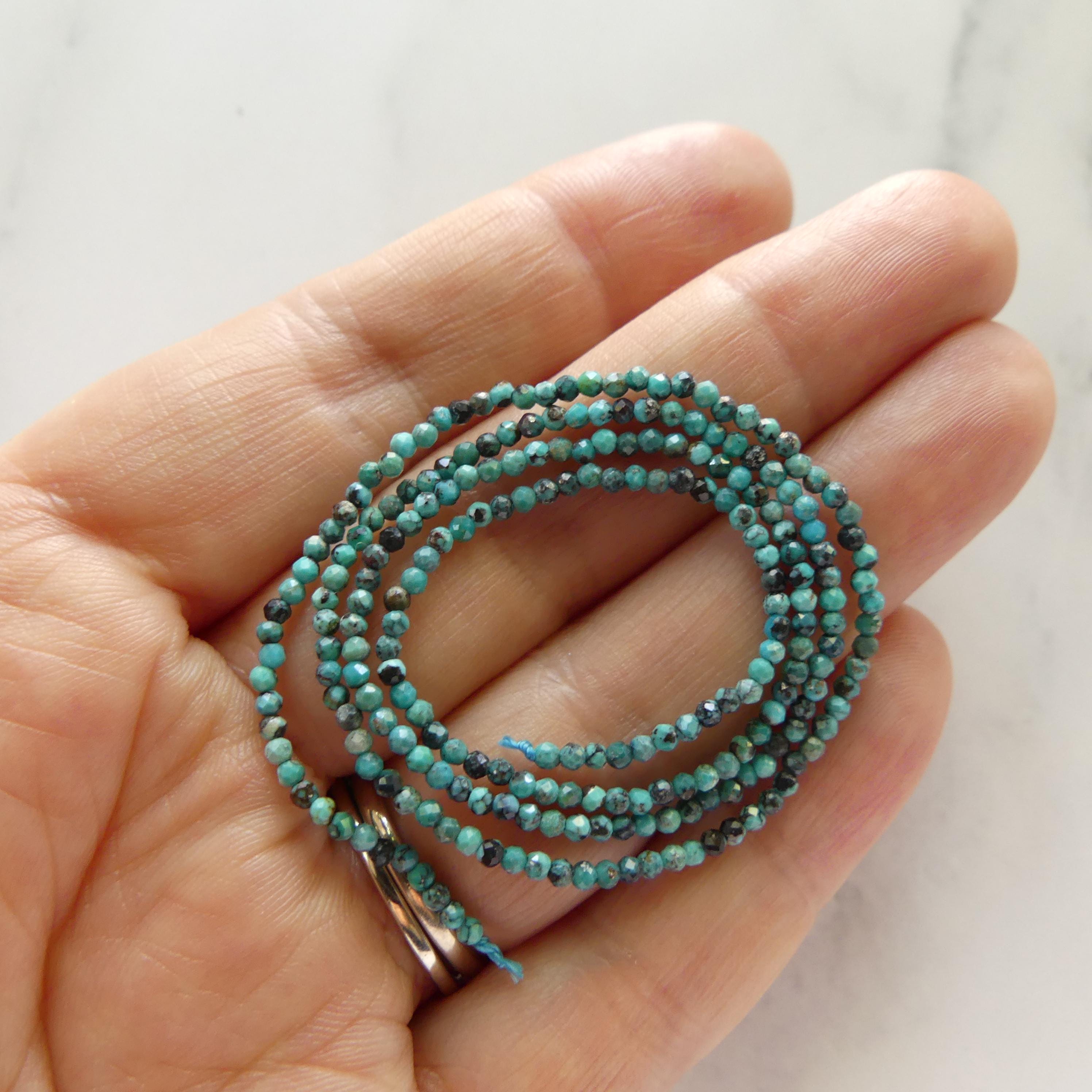 1.8mm Blue Turquoise Faceted Beads 15" Natural Turquoise Genuine Gemstone Beads Jewelry Making Beading Craft Gift December Birthstone
