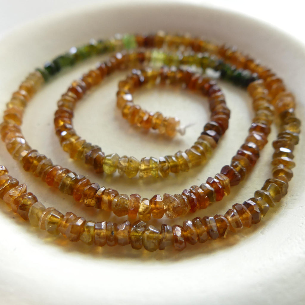 3mm Petro Tourmaline Hand Faceted Beads 6.5" Green Yellow Tourmaline Gemstone Beads Jewelry Making Beading Gift Crafter October Birthstone