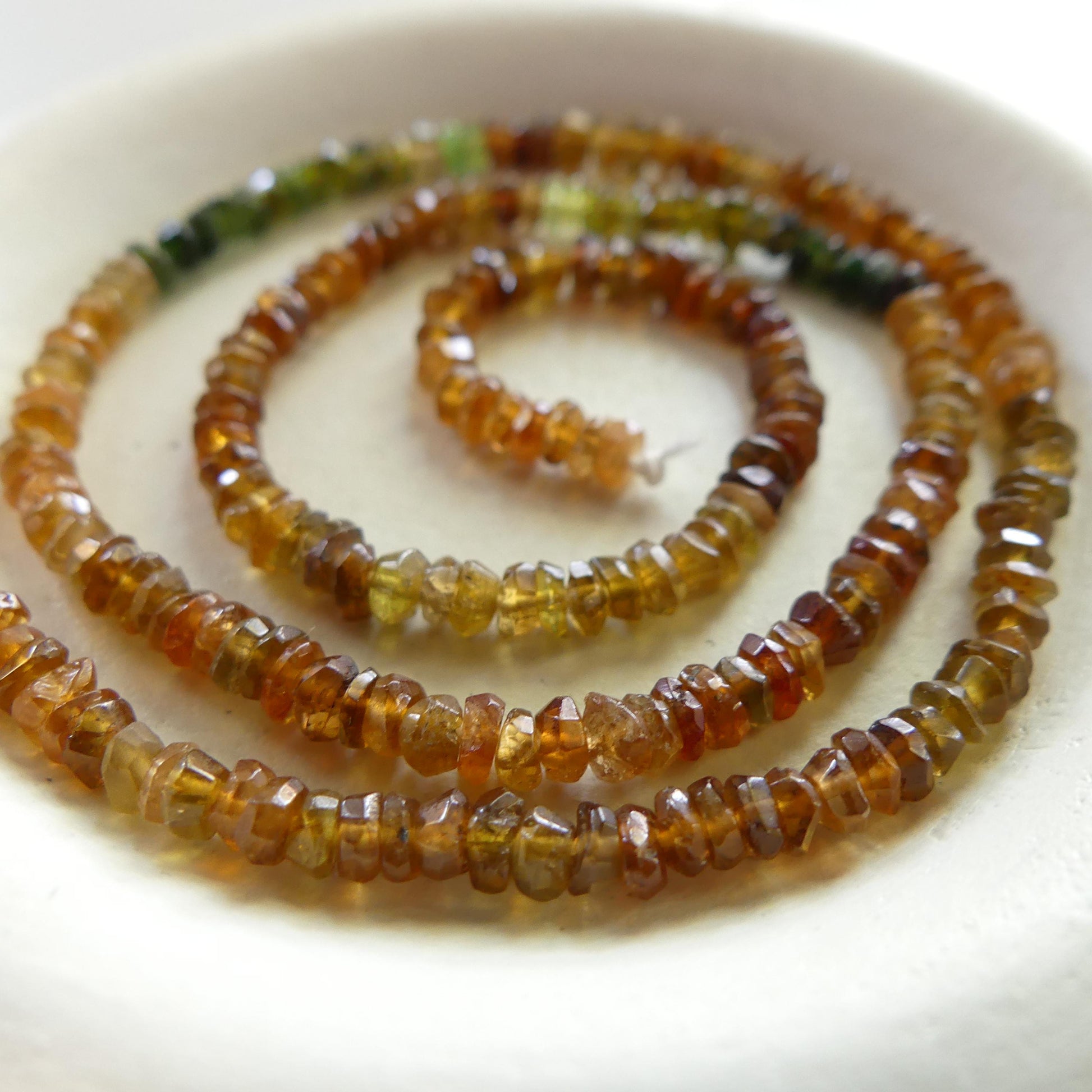 3mm Petro Tourmaline Hand Faceted Beads 6.5" Green Yellow Tourmaline Gemstone Beads Jewelry Making Beading Gift Crafter October Birthstone