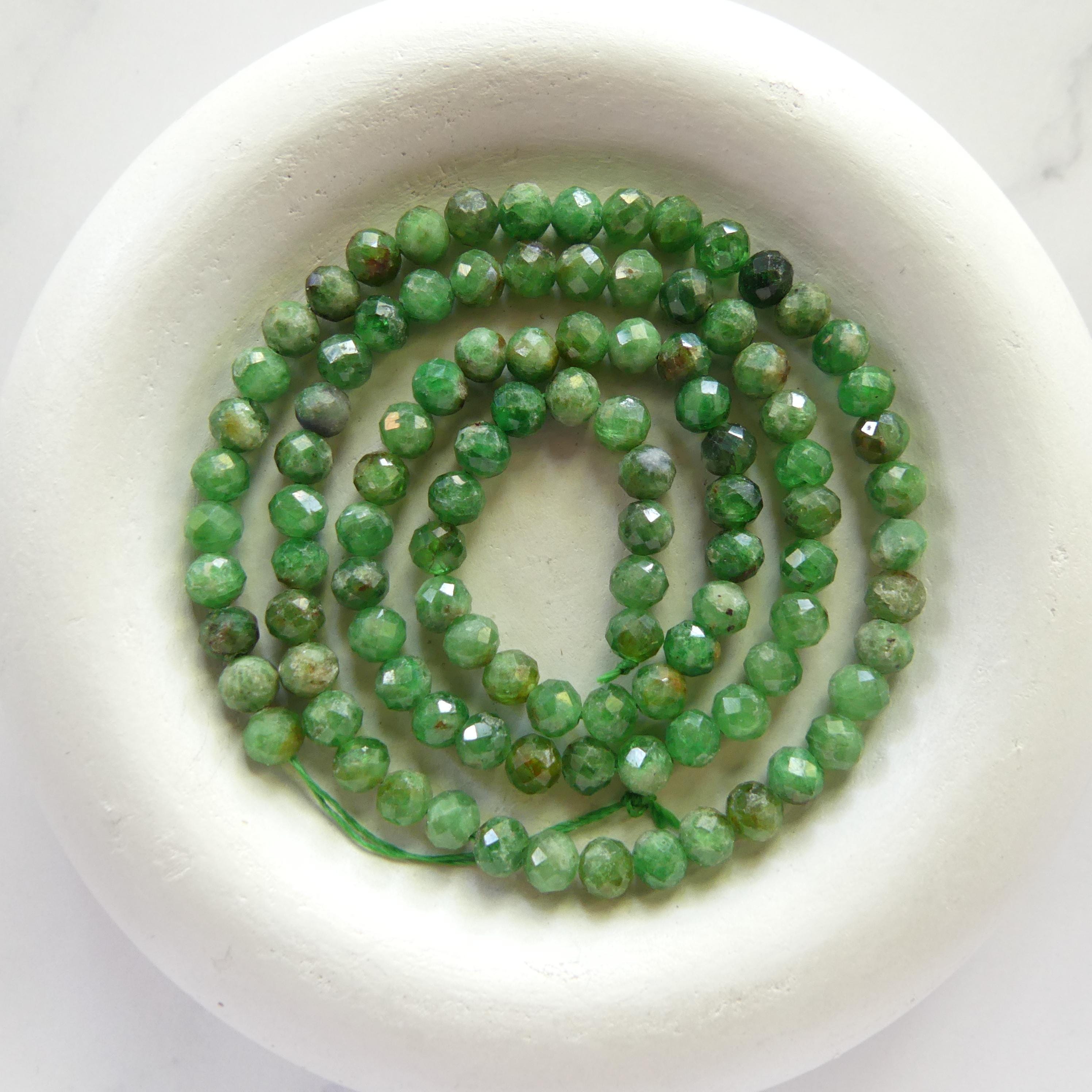 4mm Tsavorite Garnet Beads Faceted Beads 15" Natural Raw Tsavorite Garnet Gemstone Beads Beading Crafter Gift January Birthstone