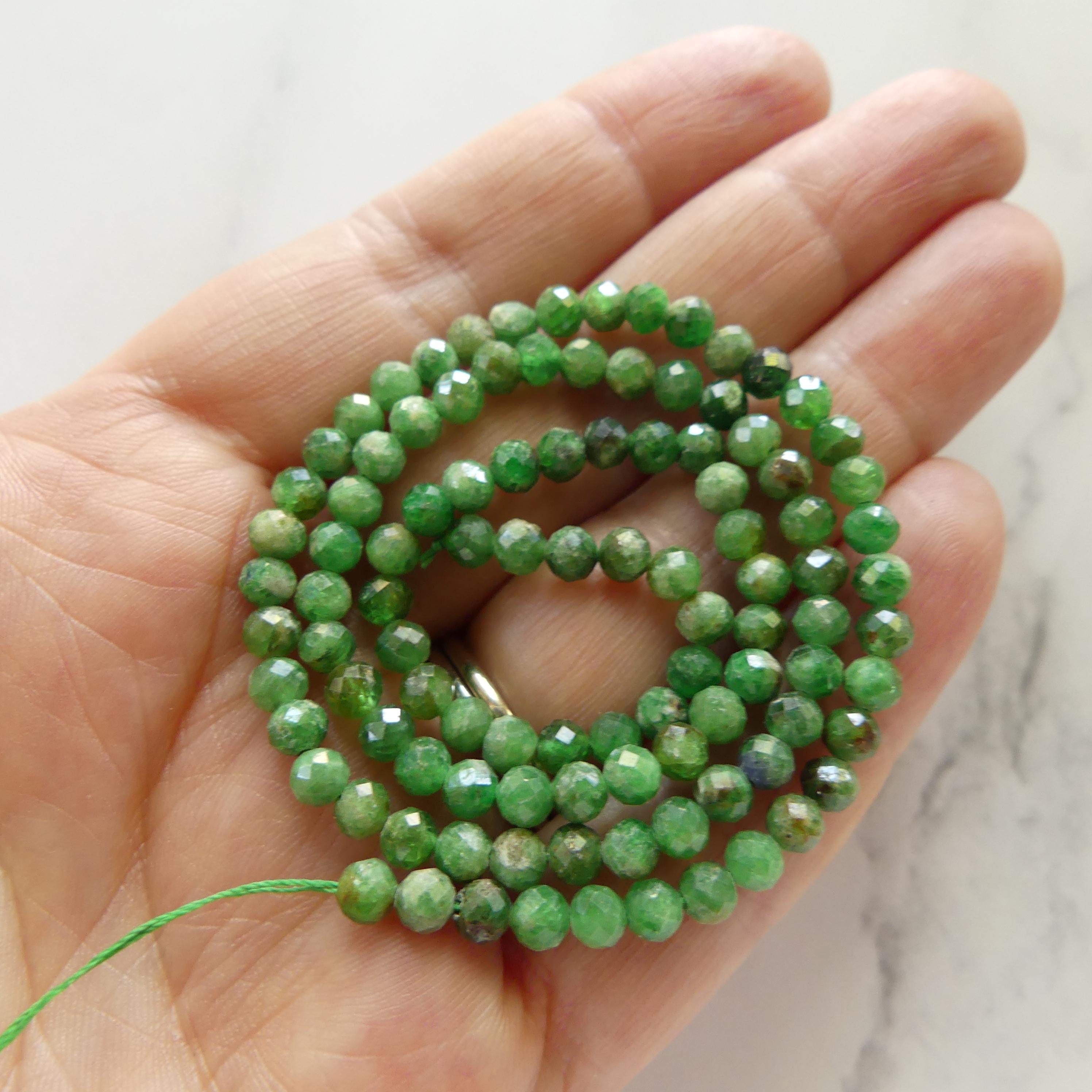 4mm Tsavorite Garnet Beads Faceted Beads 15" Natural Raw Tsavorite Garnet Gemstone Beads Beading Crafter Gift January Birthstone
