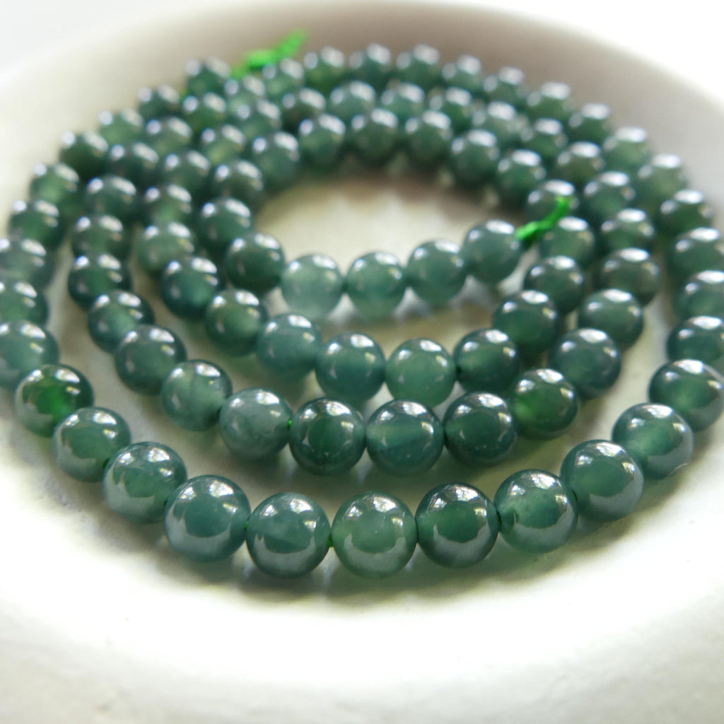 4mm Natural AAA Jade Beads 15" Guatemala Jadeite Genuine Gemstone Beads Natural Burma Jade Dark Green Jewelry Making Beading Craft Gift