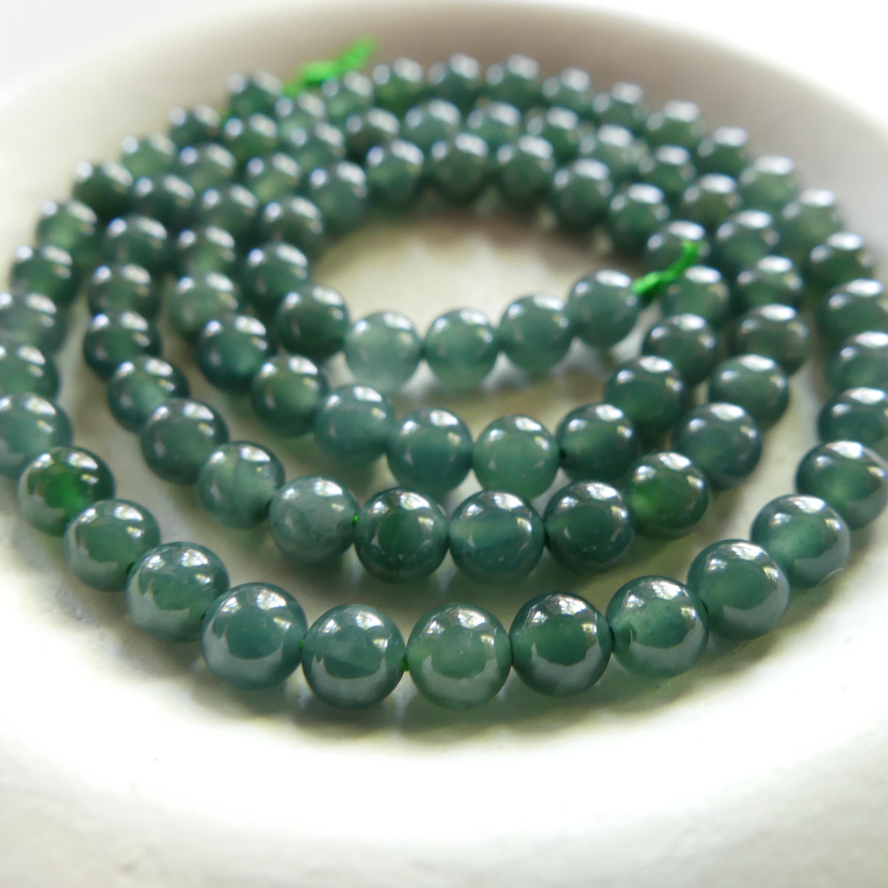 4mm Natural AAA Jade Beads 15" Guatemala Jadeite Genuine Gemstone Beads Natural Burma Jade Dark Green Jewelry Making Beading Craft Gift