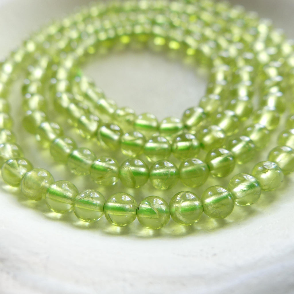 3mm 4mm AAA Peridot Beads Smooth Peridot 15" Transparent Green Gemstone Beads for Jewelry Making Beading Craft Gift August Birthstone Beads