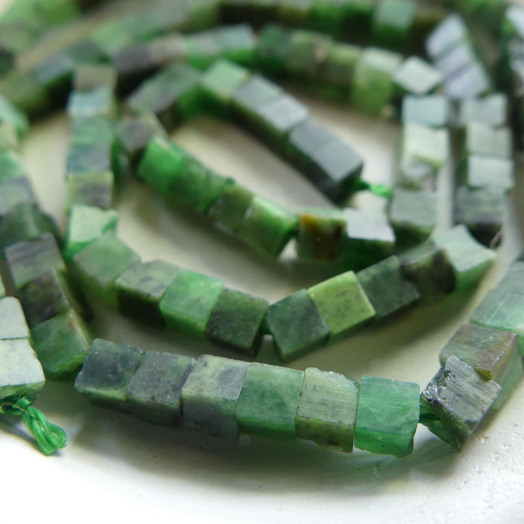 3mm Raw Tsavorite Garnet Cube Beads 15" Natural Tsavorite Green Garnet Gemstone Beads Crystal Beading Crafter Gift January Birthstone