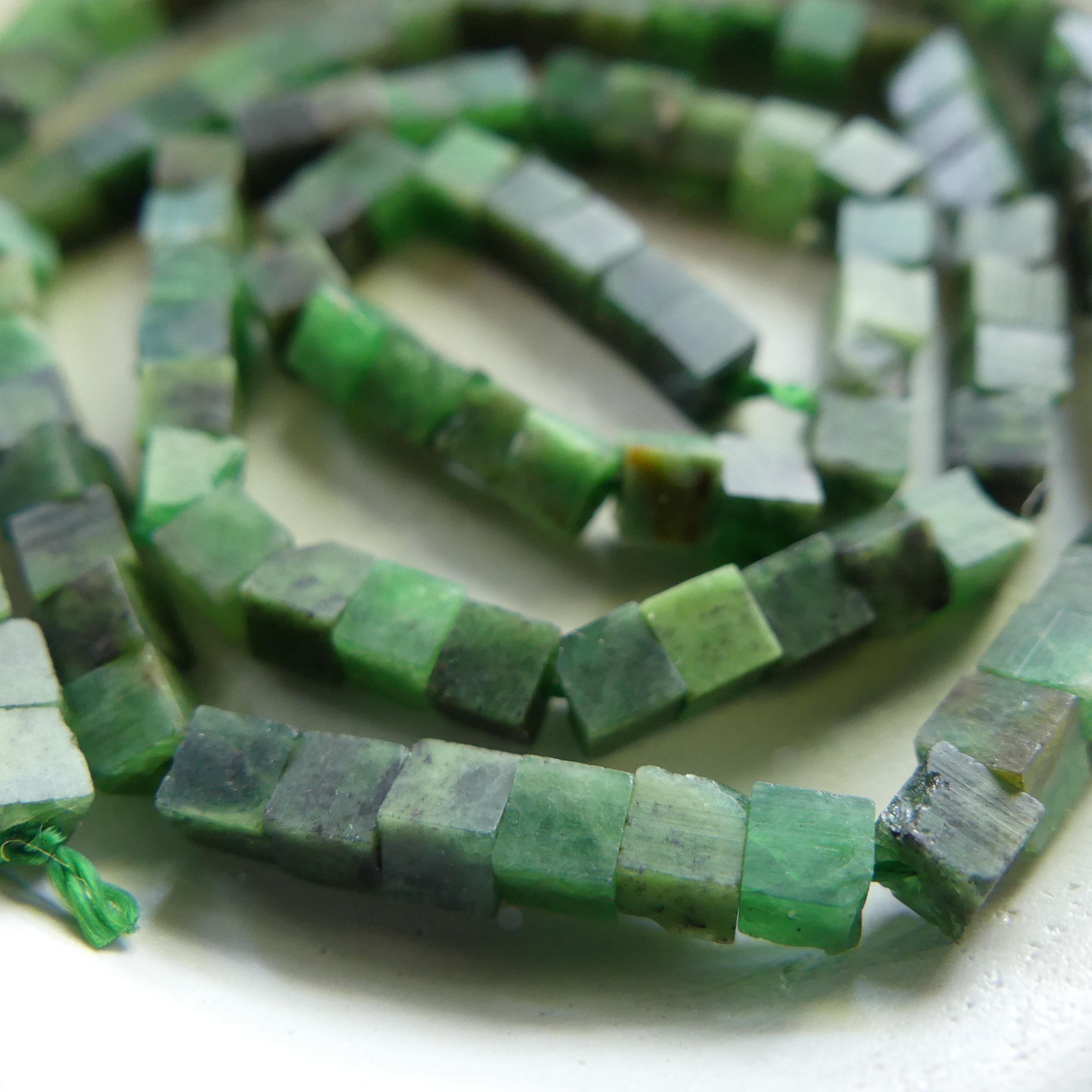 3mm Raw Tsavorite Garnet Cube Beads 15" Natural Tsavorite Green Garnet Gemstone Beads Crystal Beading Crafter Gift January Birthstone