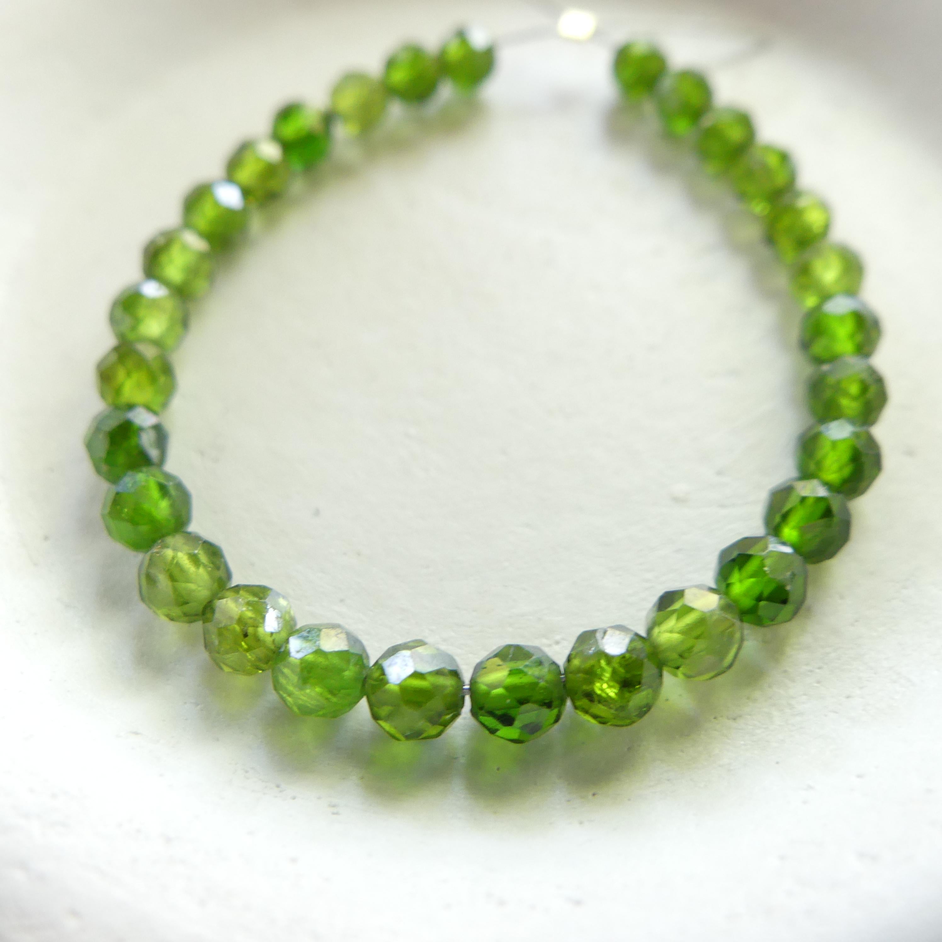3mm 4mm AAA Chrome Diopside Beads 4" Genuine Round Small Emerald Green Crystal Beads Gemstone Beads for Jewelry Making Beading DIY Jewelry
