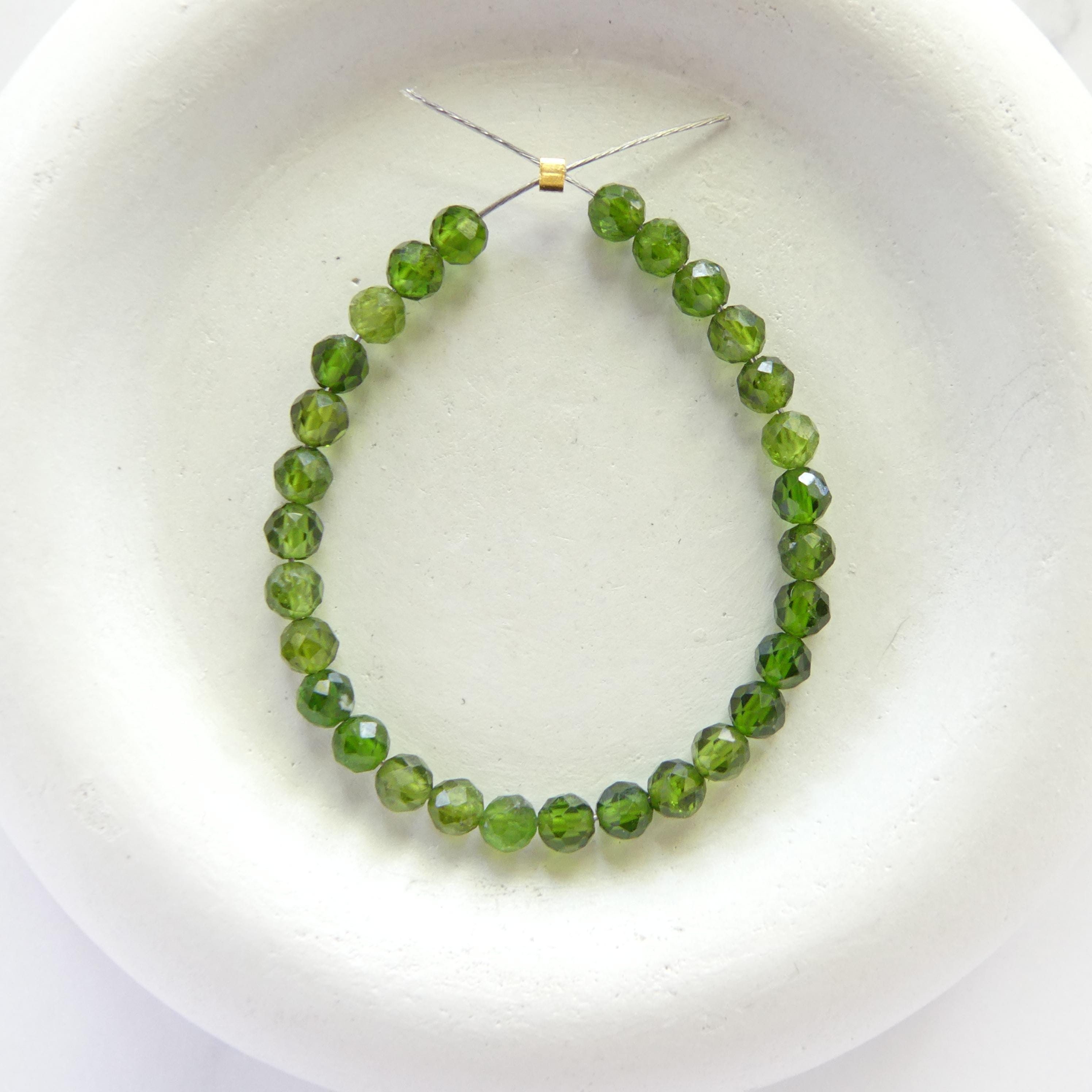 3mm 4mm AAA Chrome Diopside Beads 4" Genuine Round Small Emerald Green Crystal Beads Gemstone Beads for Jewelry Making Beading DIY Jewelry