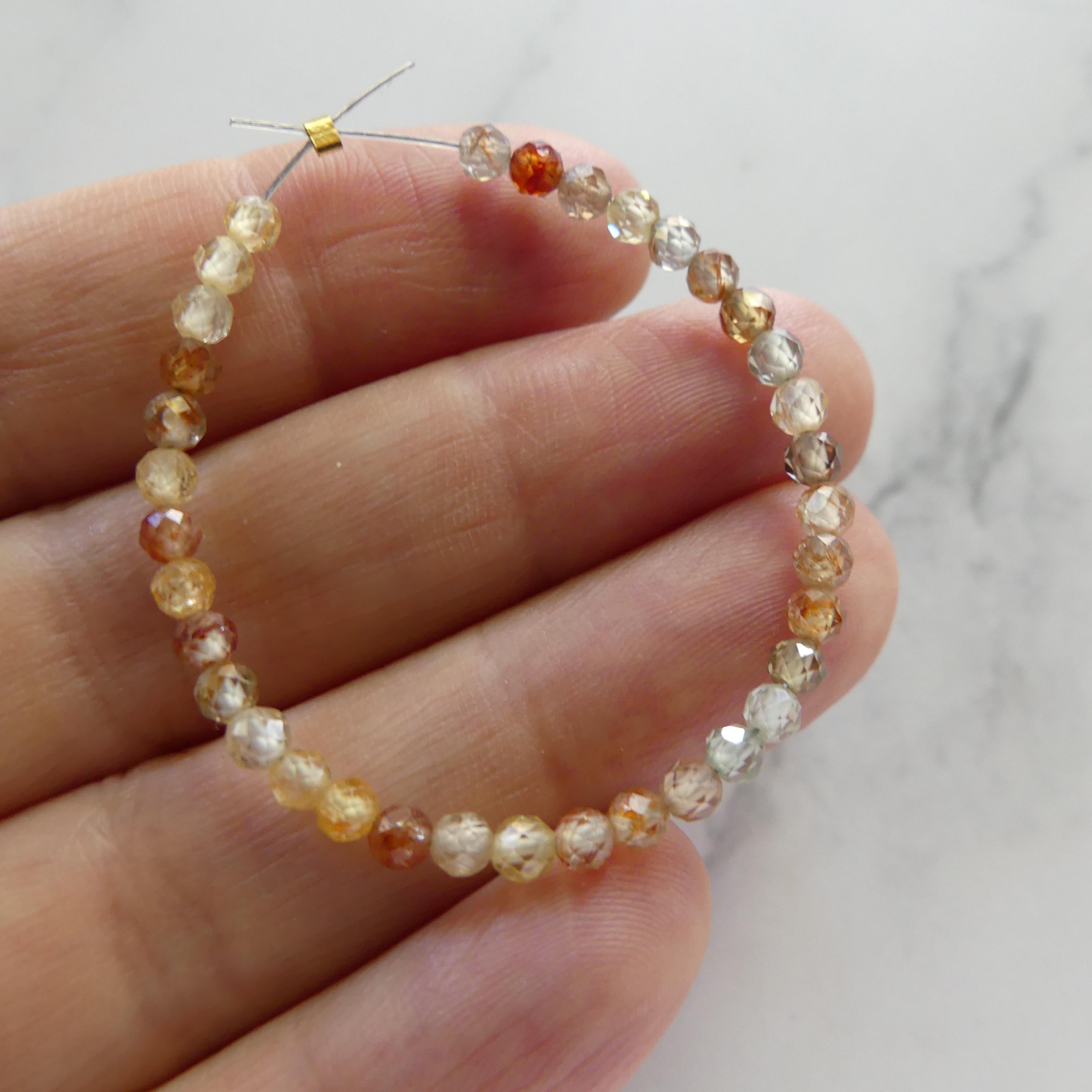 3mm Natural Zircon Faceted Beads Genuine AAA Zircon 4" Transparent Sparkly Gemstone Beads for Jewelry Making