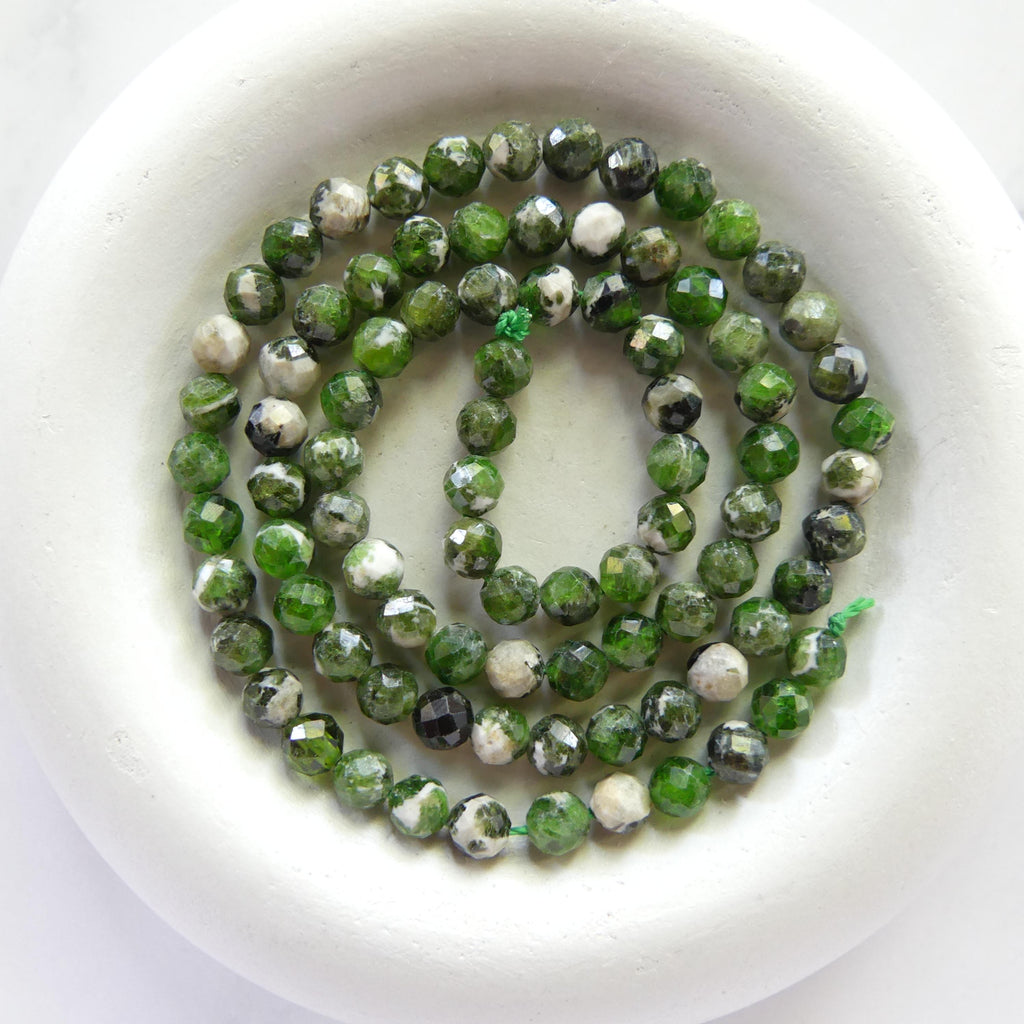4mm Quartz With Chrome Diopside Beads Genuine Small Emerald Green Crystal Beads 15" Gemstone Beads for Jewelry Making