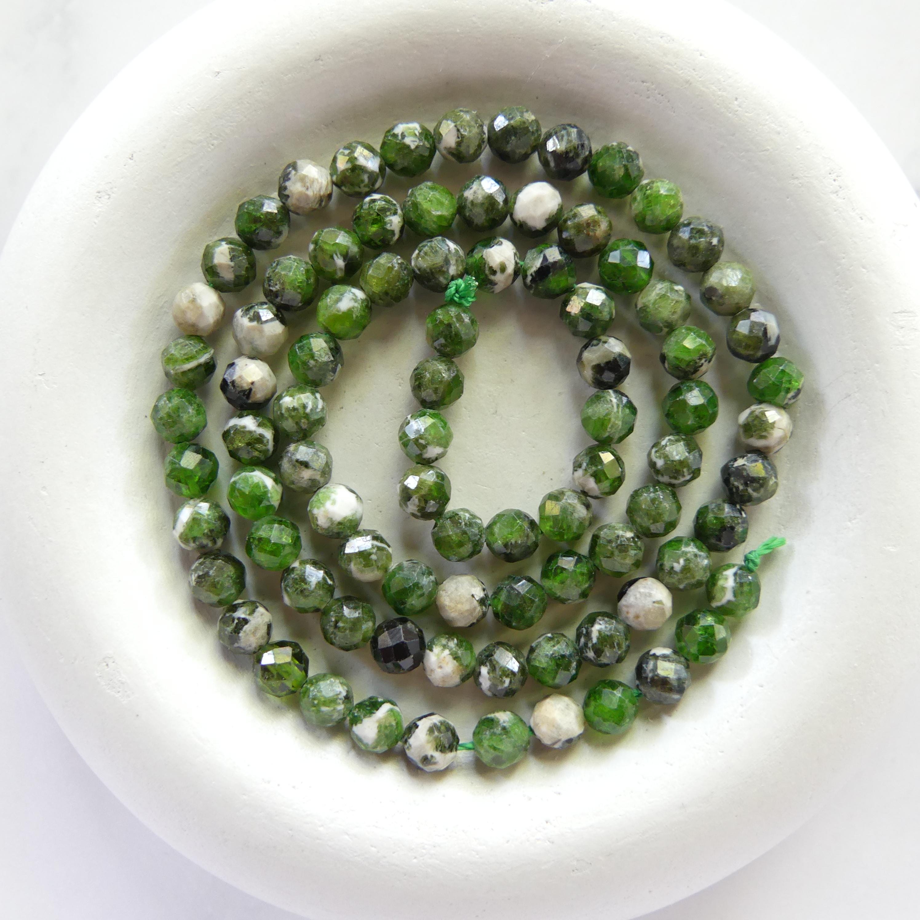 4mm Quartz With Chrome Diopside Beads Genuine Small Emerald Green Crystal Beads 15" Gemstone Beads for Jewelry Making