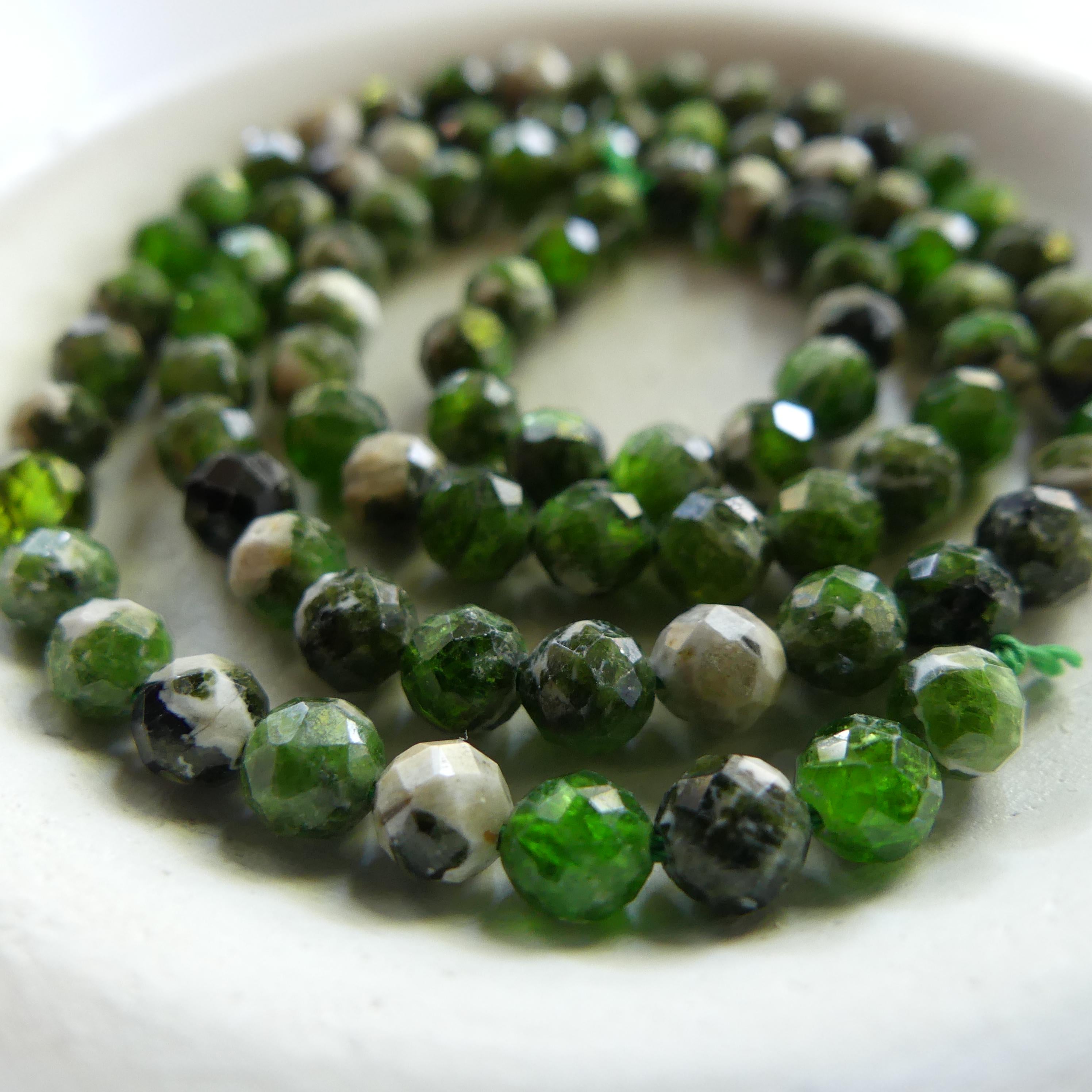 4mm Quartz With Chrome Diopside Beads Genuine Small Emerald Green Crystal Beads 15" Gemstone Beads for Jewelry Making