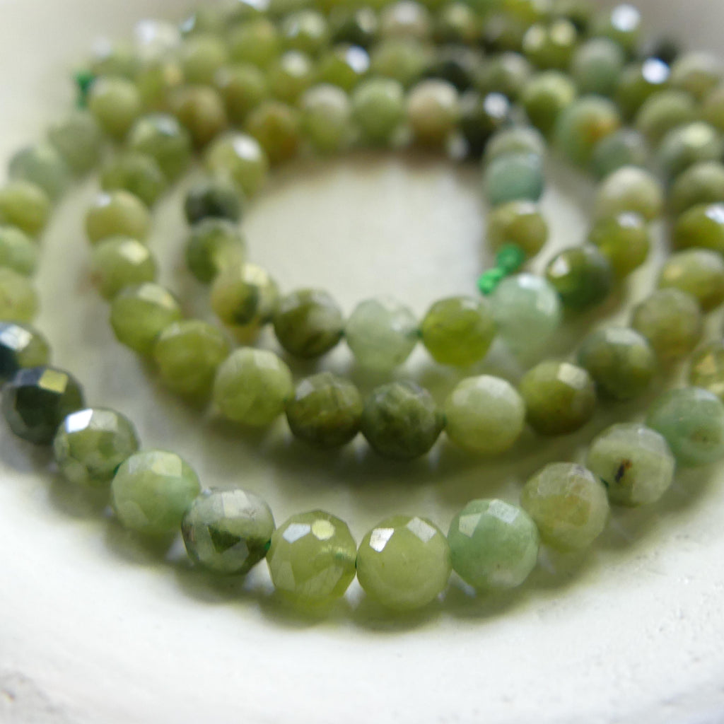 4mm Green Tourmaline Faceted Beads 15" Light Green Tourmaline Gemstone Beads for Jewelry Making Beading Gift Crafter October Birthstone