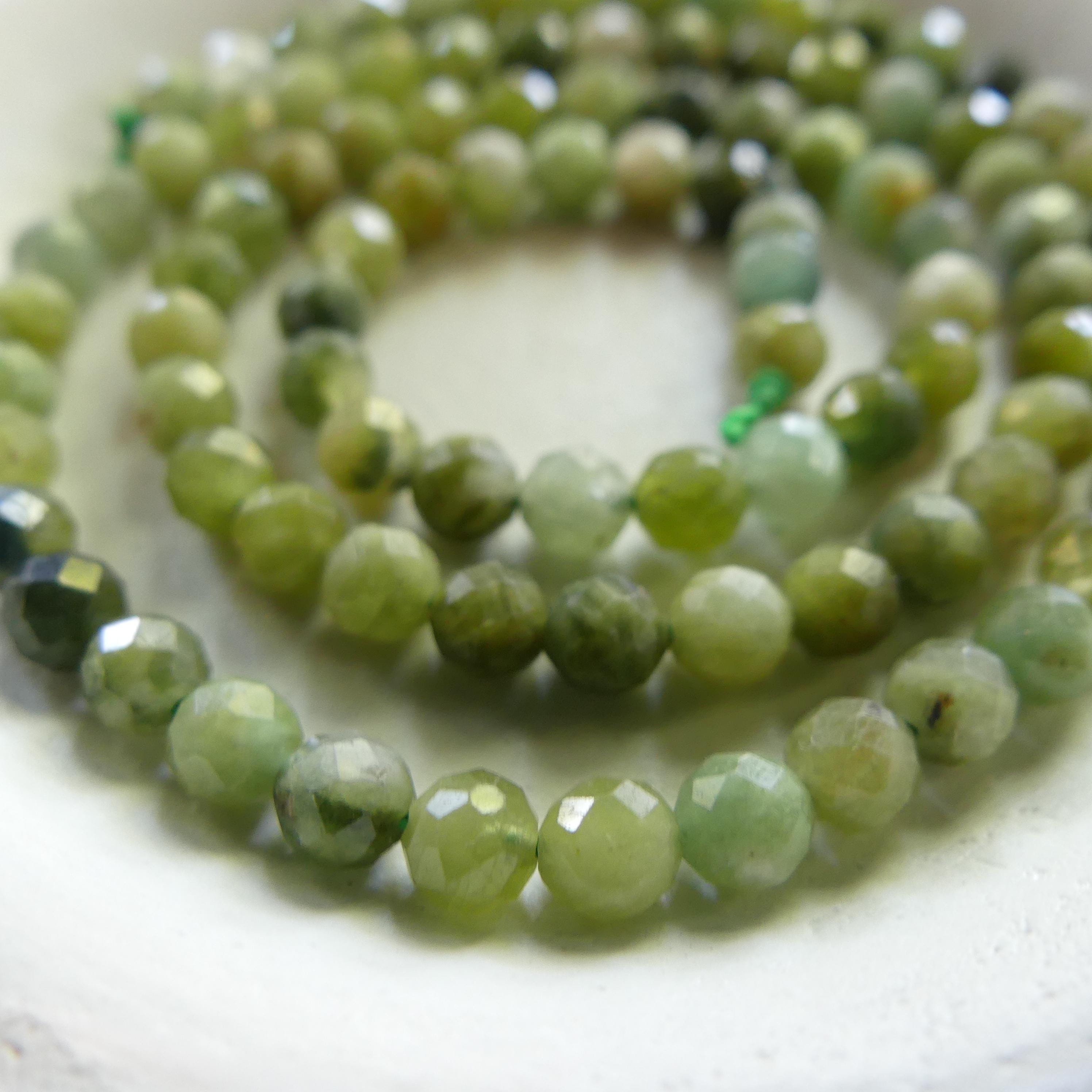 4mm Green Tourmaline Faceted Beads 15" Light Green Tourmaline Gemstone Beads for Jewelry Making Beading Gift Crafter October Birthstone