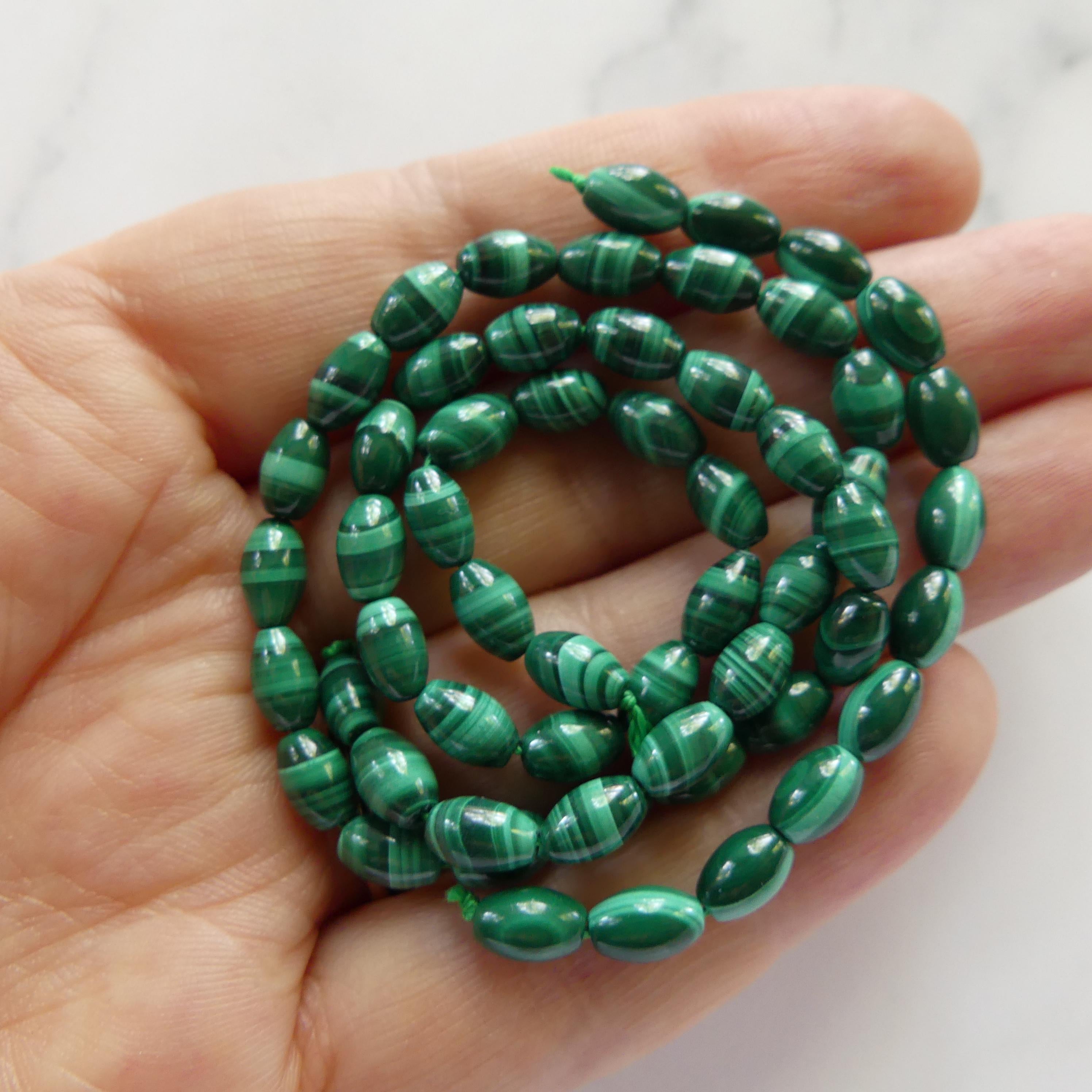 4x6mm Malachite Oval Beads Smooth 15" Vivid Green Malachite Gemstone Beads for Jewelry Making Beading Gift Crafter DIY Necklace