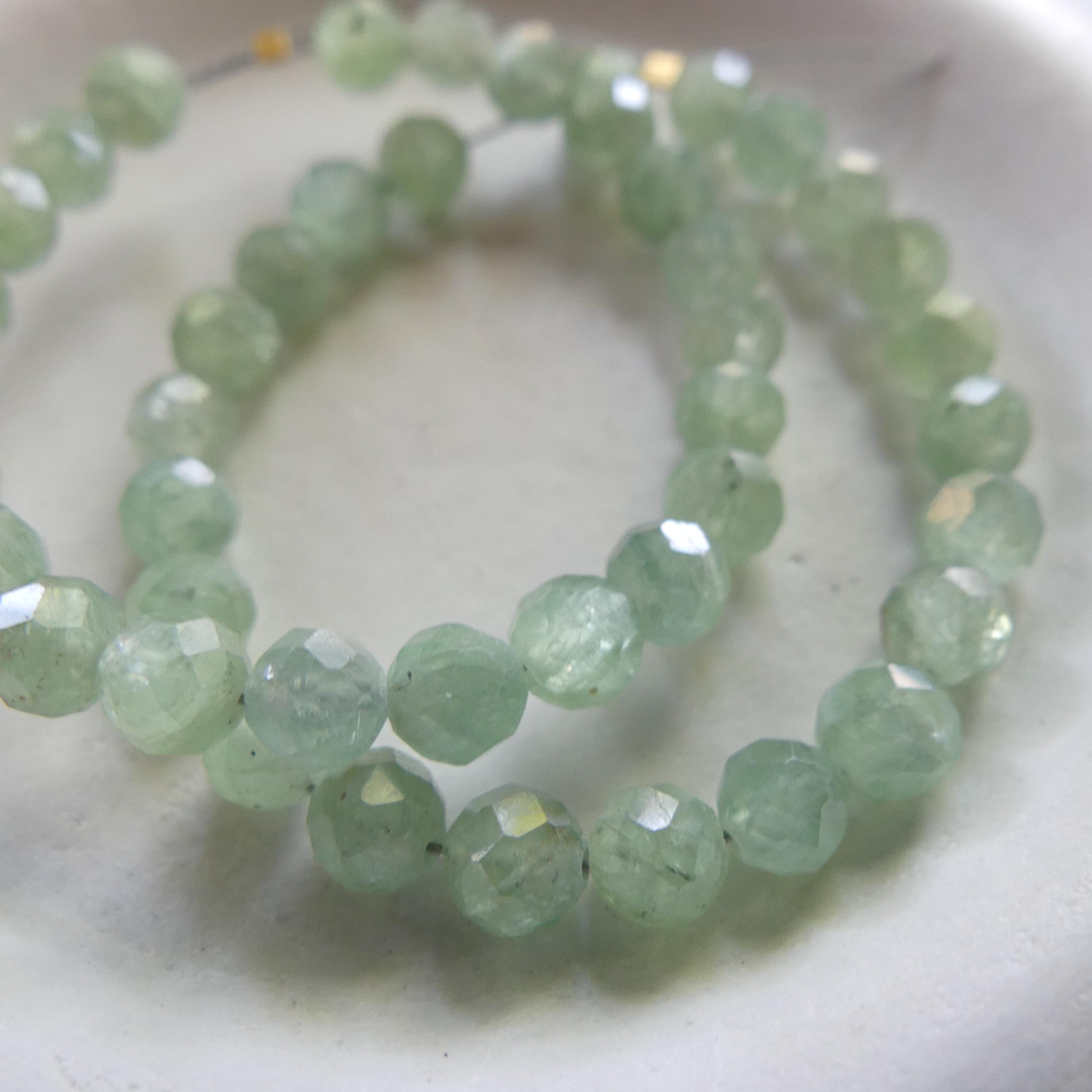 4mm 5mm Green Kyanite Beads Faceted Beads 4" Rare Kyanite Gemstone Beads Beading Crafter Gift DIY Jewelry Making