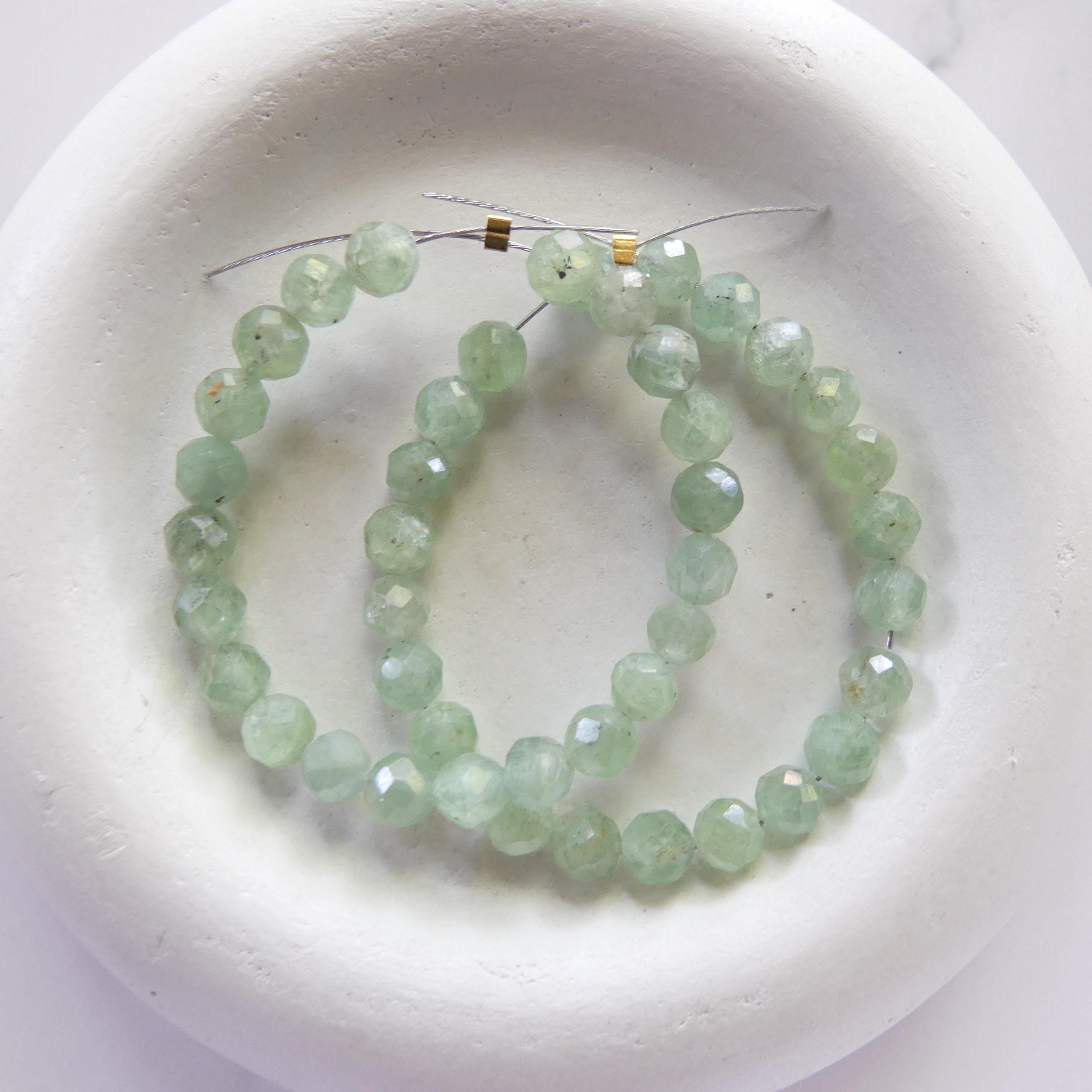4mm 5mm Green Kyanite Beads Faceted Beads 4" Rare Kyanite Gemstone Beads Beading Crafter Gift DIY Jewelry Making