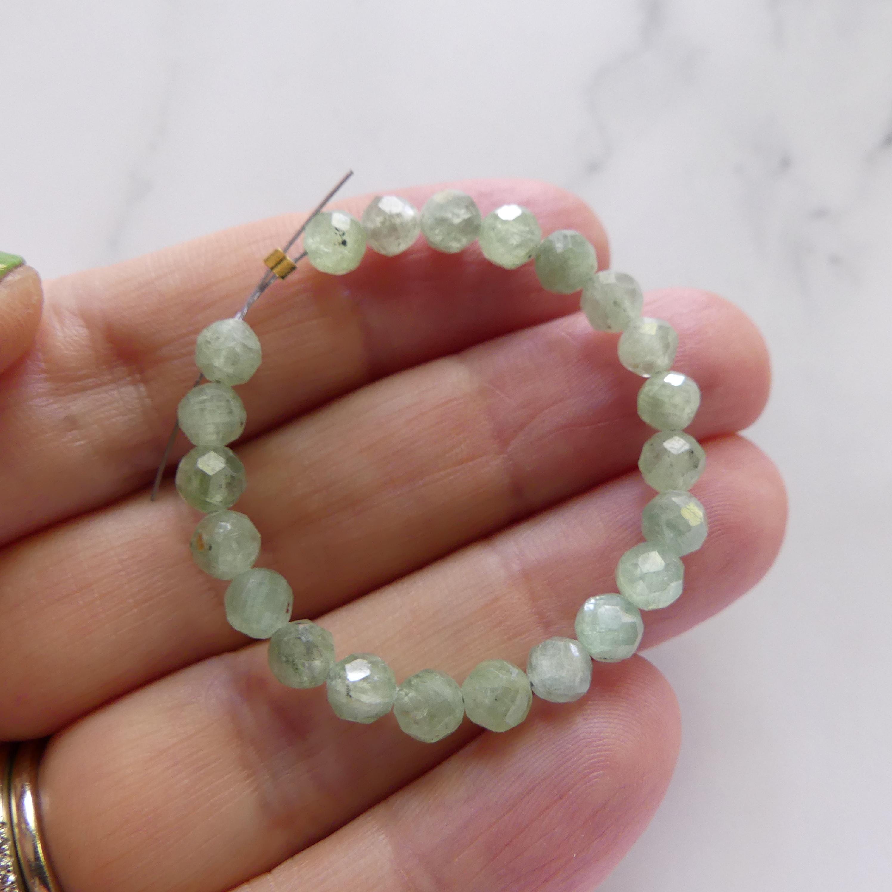 4mm 5mm Green Kyanite Beads Faceted Beads 4" Rare Kyanite Gemstone Beads Beading Crafter Gift DIY Jewelry Making