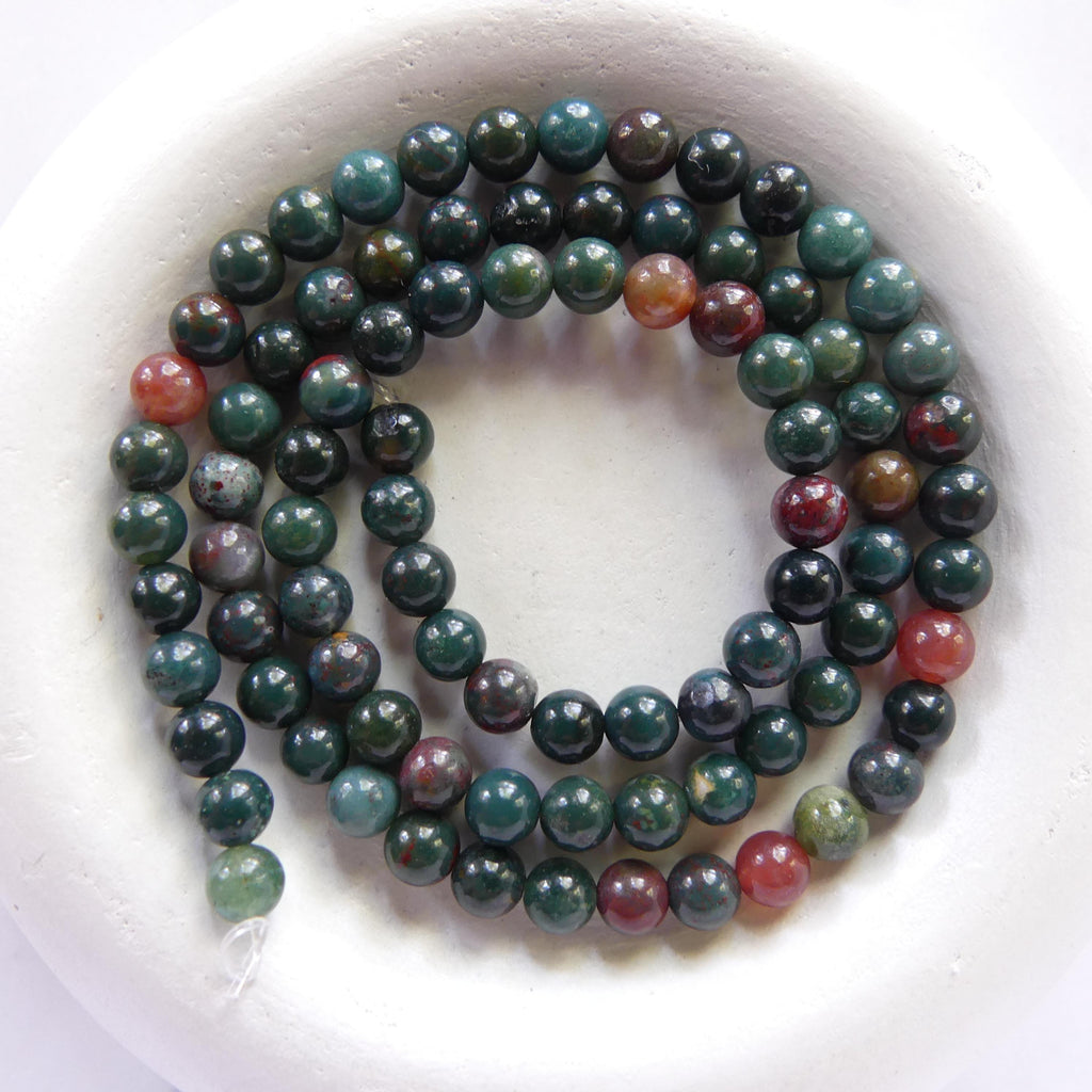 4mm 5mm Bloodstone Smooth Beads Genuine Bloodstone Beads 15" Gemstone Beads for DIY Jewelry Making Gift for Crafter