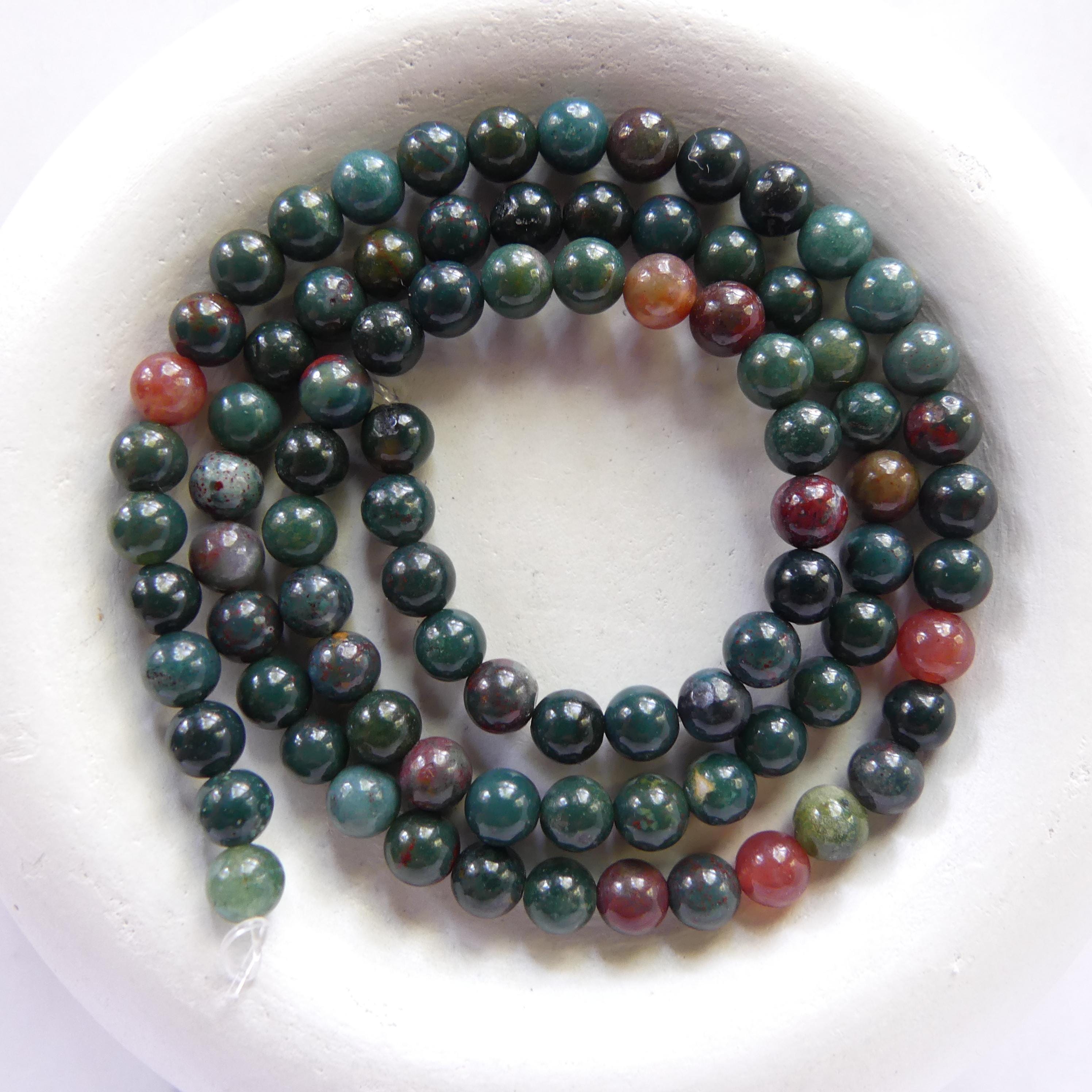 4mm 5mm Bloodstone Smooth Beads Genuine Bloodstone Beads 15" Gemstone Beads for DIY Jewelry Making Gift for Crafter