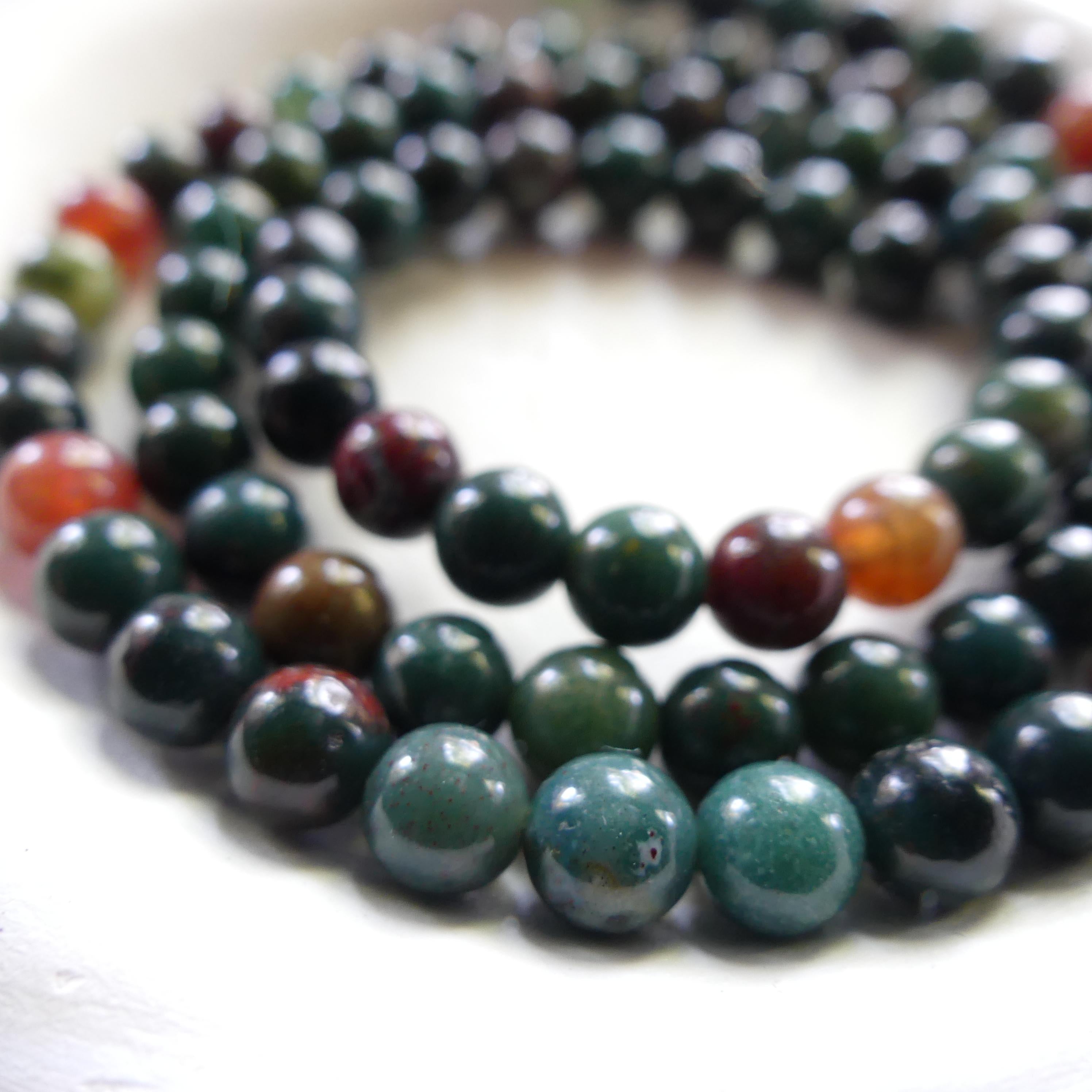 4mm 5mm Bloodstone Smooth Beads Genuine Bloodstone Beads 15" Gemstone Beads for DIY Jewelry Making Gift for Crafter