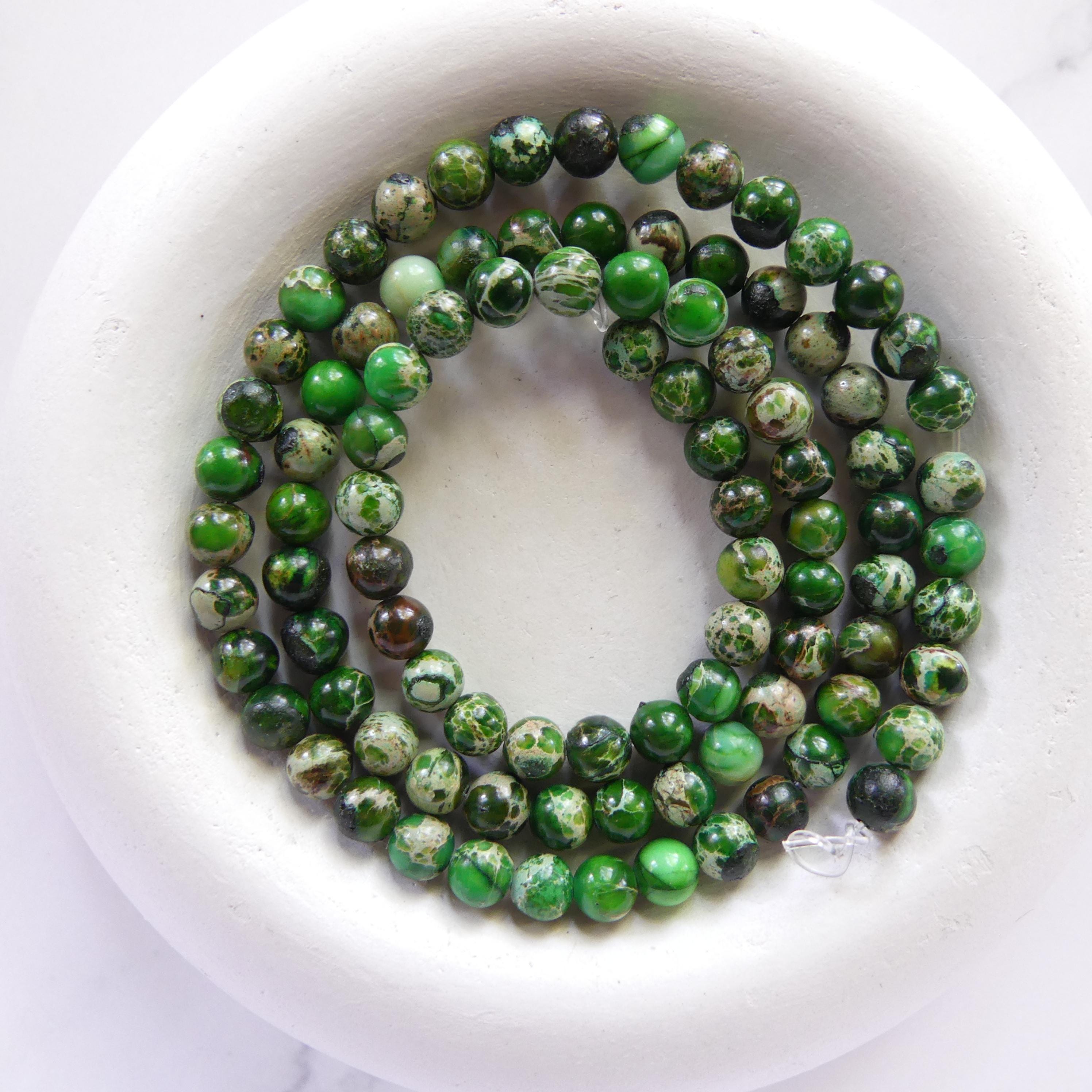 4mm 5mm Green Jasper Beads Smooth Genuine Green Sea Sediment Jasper Turquoise Beads 15" Gemstone Beads Jewelry Making Beading Gift Crafter