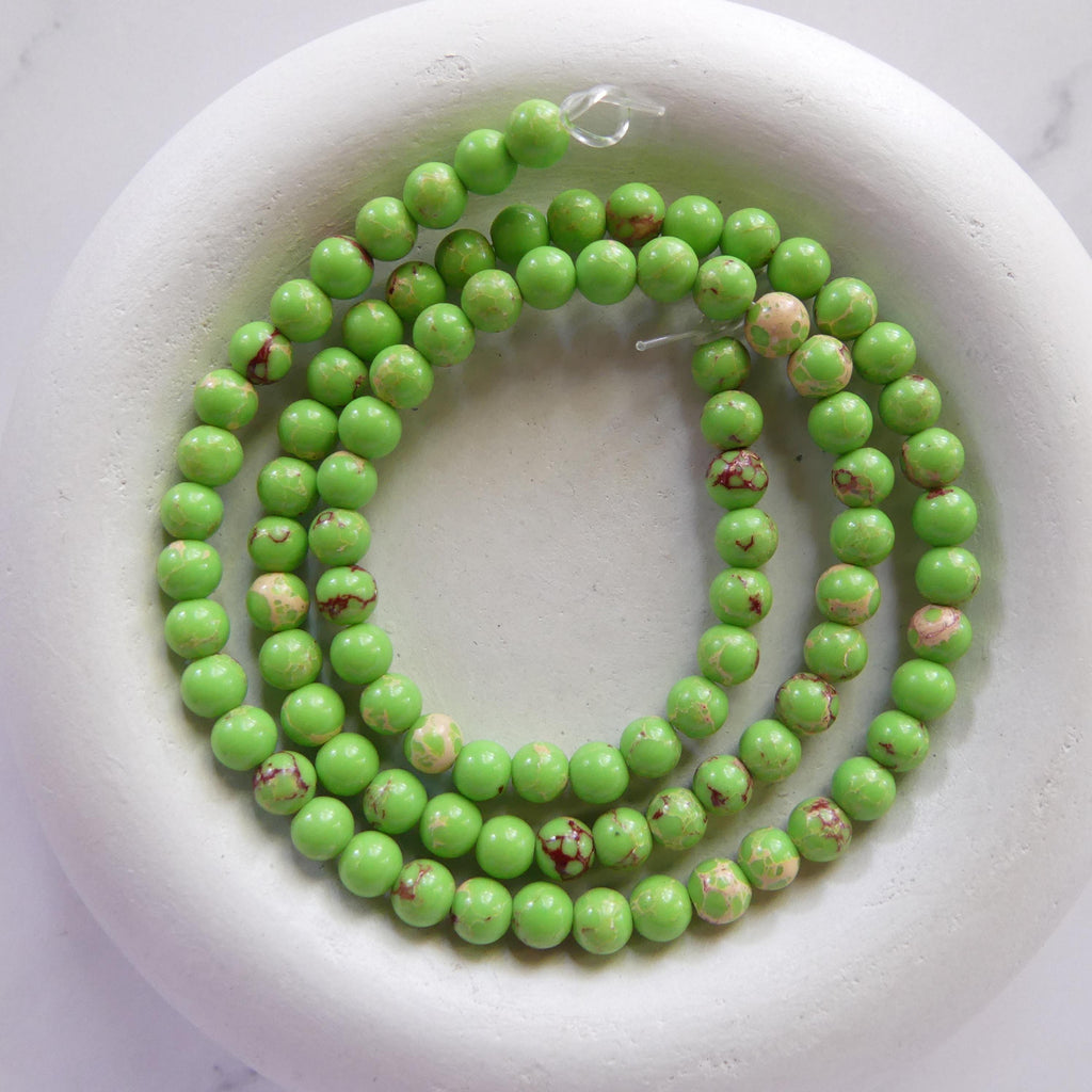 4mm Green Jasper Beads Smooth Genuine Lime Green Sea Sediment Jasper Turquoise Beads 15" Gemstone Beads Jewelry Making Beading Gift Crafter