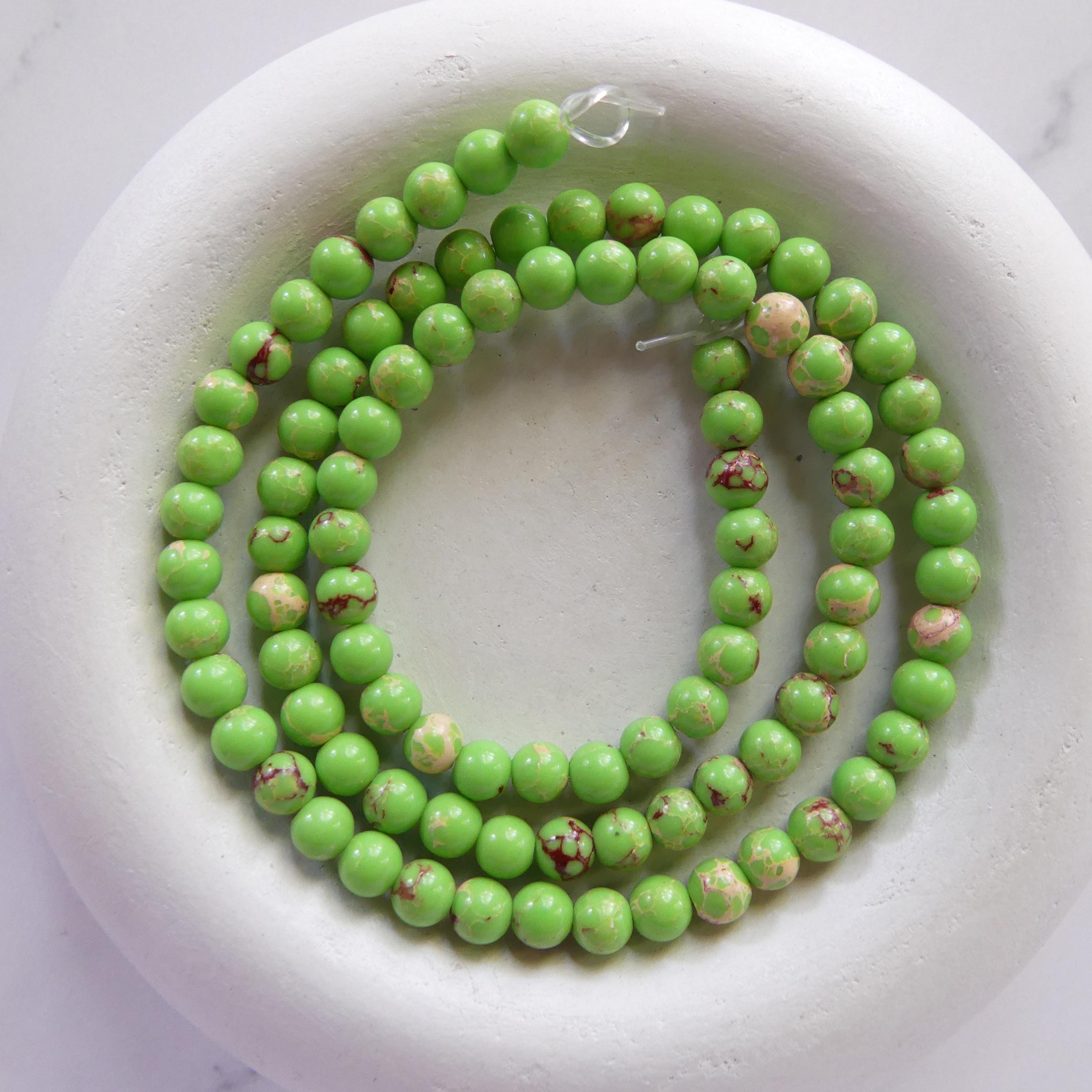 4mm Green Jasper Beads Smooth Genuine Lime Green Sea Sediment Jasper Turquoise Beads 15" Gemstone Beads Jewelry Making Beading Gift Crafter