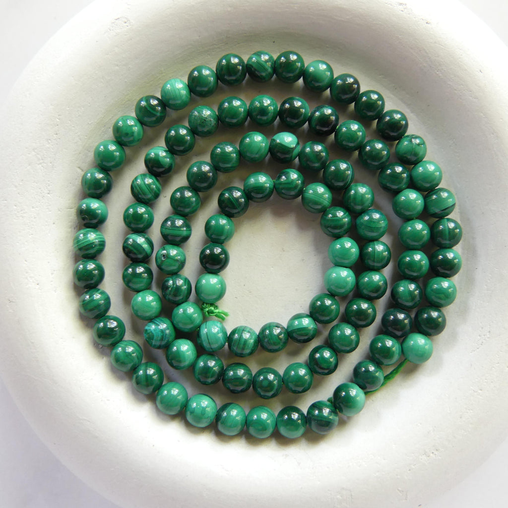 4mm Malachite Beads Smooth 15" Vivid Green Malachite Gemstone Beads for Jewelry Making Beading Gift Crafter