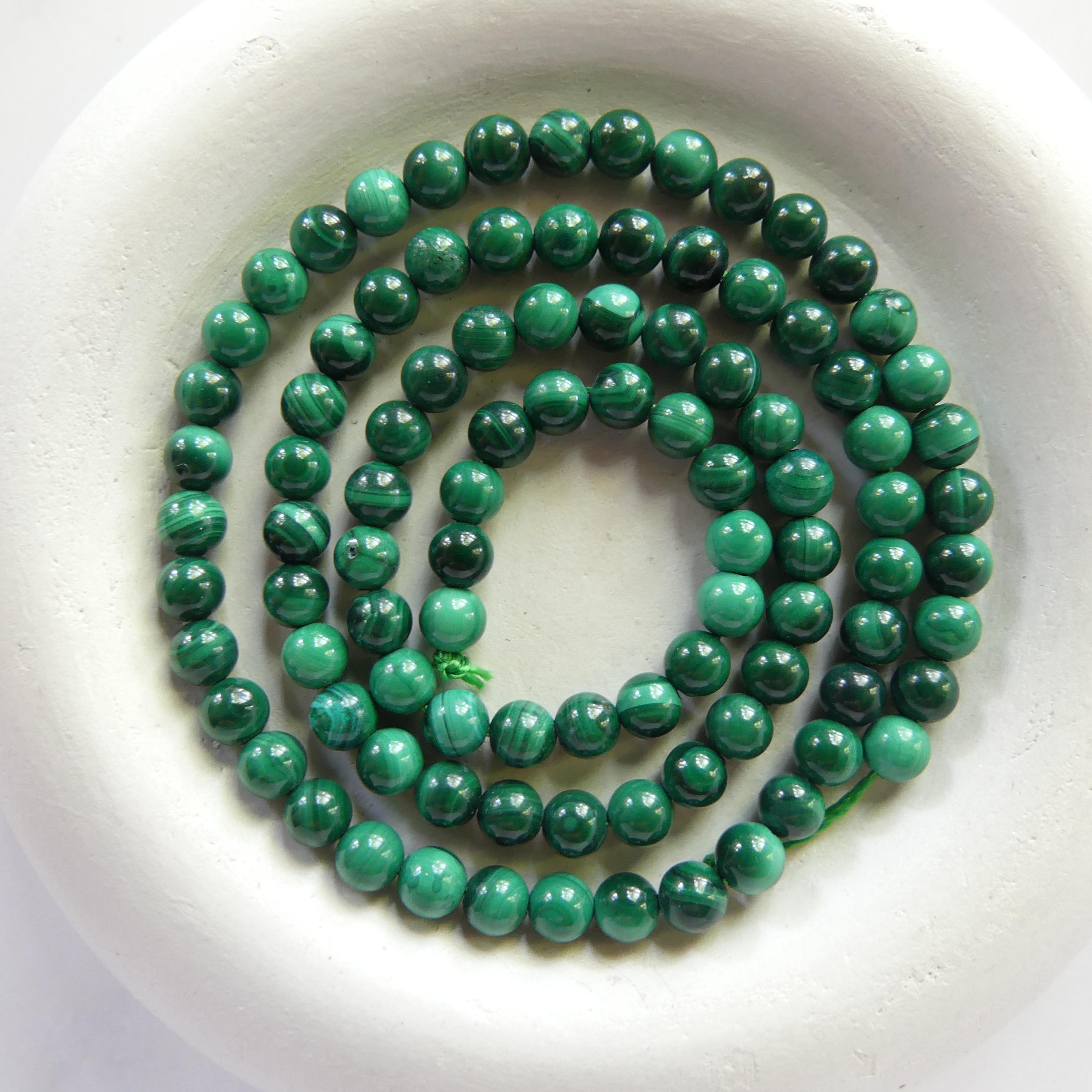 4mm Malachite Beads Smooth 15" Vivid Green Malachite Gemstone Beads for Jewelry Making Beading Gift Crafter