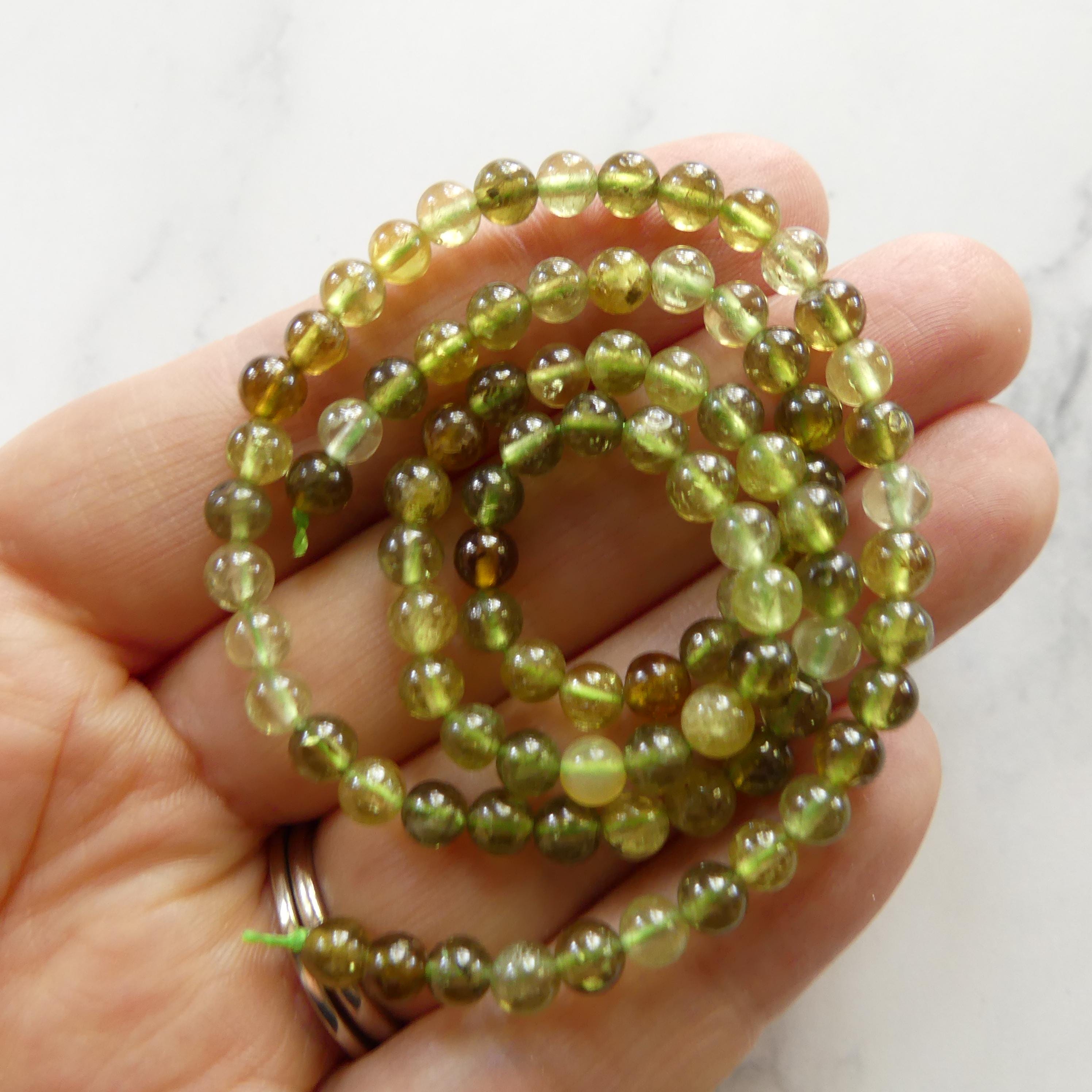 4mm 5mm AAA Grossularite Garnet Beads Smooth Green Garnet Beads 15" Natural Garnet Gemstone Beads Beading Crafter Gift DIY Jewelry