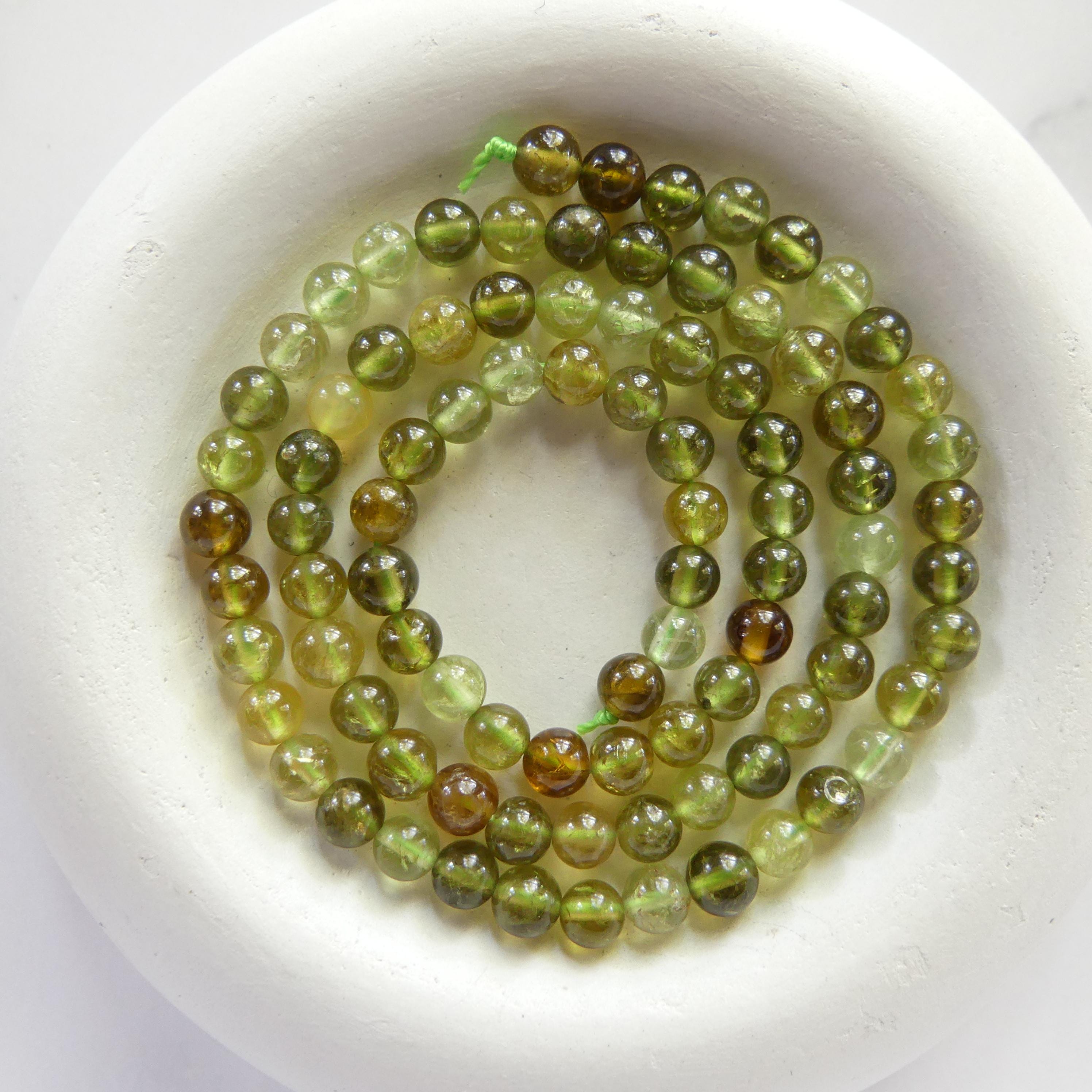 4mm 5mm AAA Grossularite Garnet Beads Smooth Green Garnet Beads 15" Natural Garnet Gemstone Beads Beading Crafter Gift DIY Jewelry
