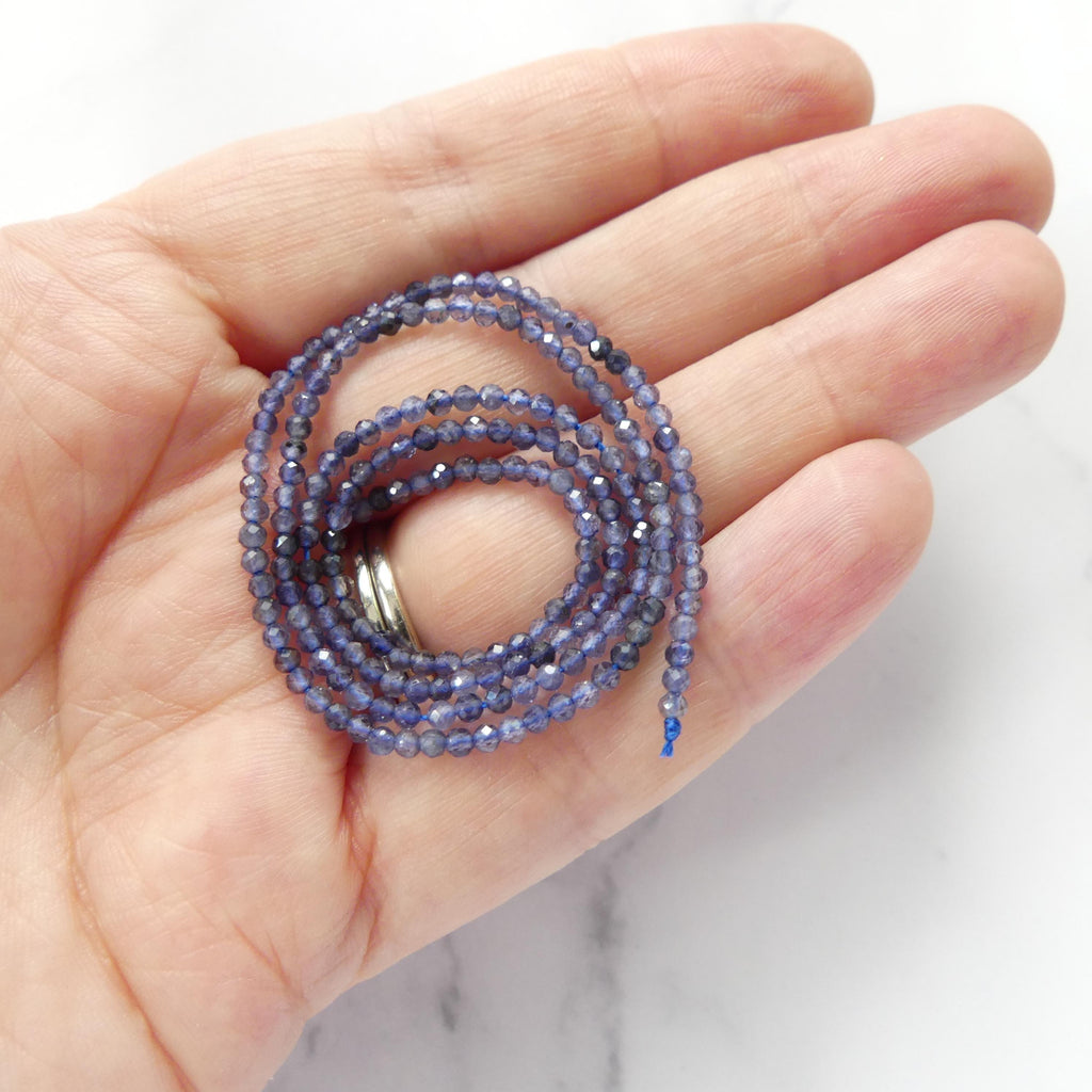 2mm AAA Iolite Micro Faceted Beads Genuine Beads 15" Sparkly Gemstone Beads Beading Crafter Gift